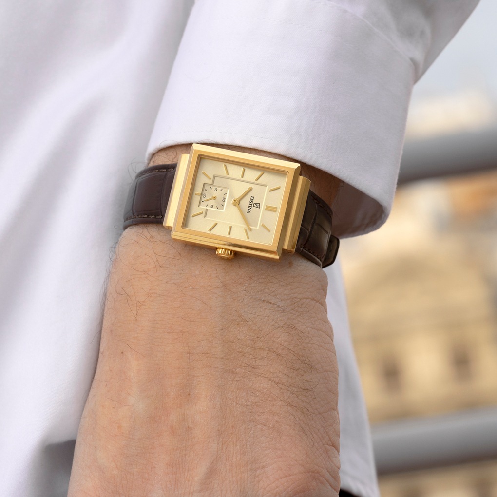 Festina Quarzuhr »On the Square« Armbanduhr, Damenuhr, Herrenuhr, Lederarmband, analog