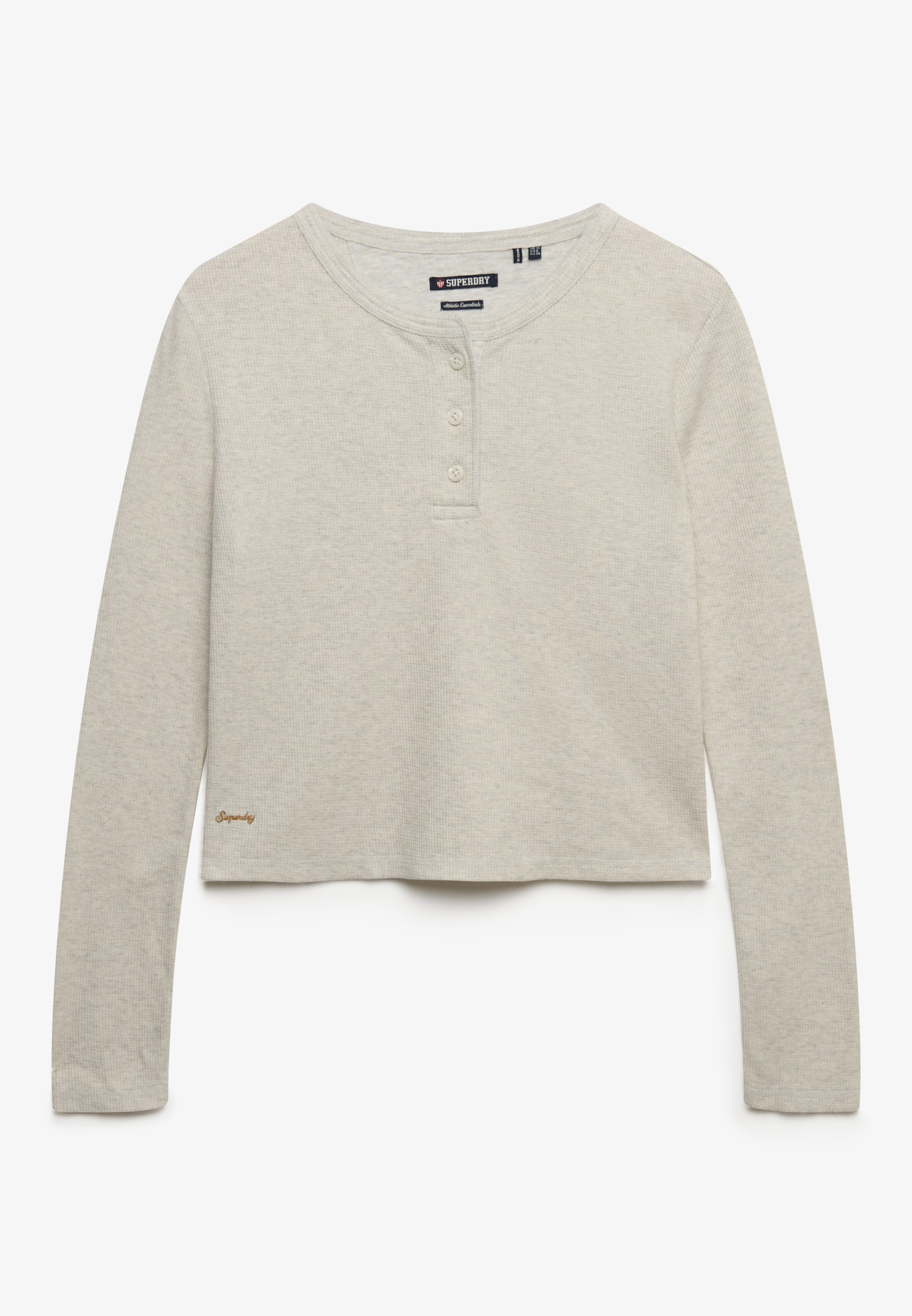 Superdry Langarmshirt »ATH ESS WAFFLE BUTTON LS TOP« Baumwollmischung, skinny fit