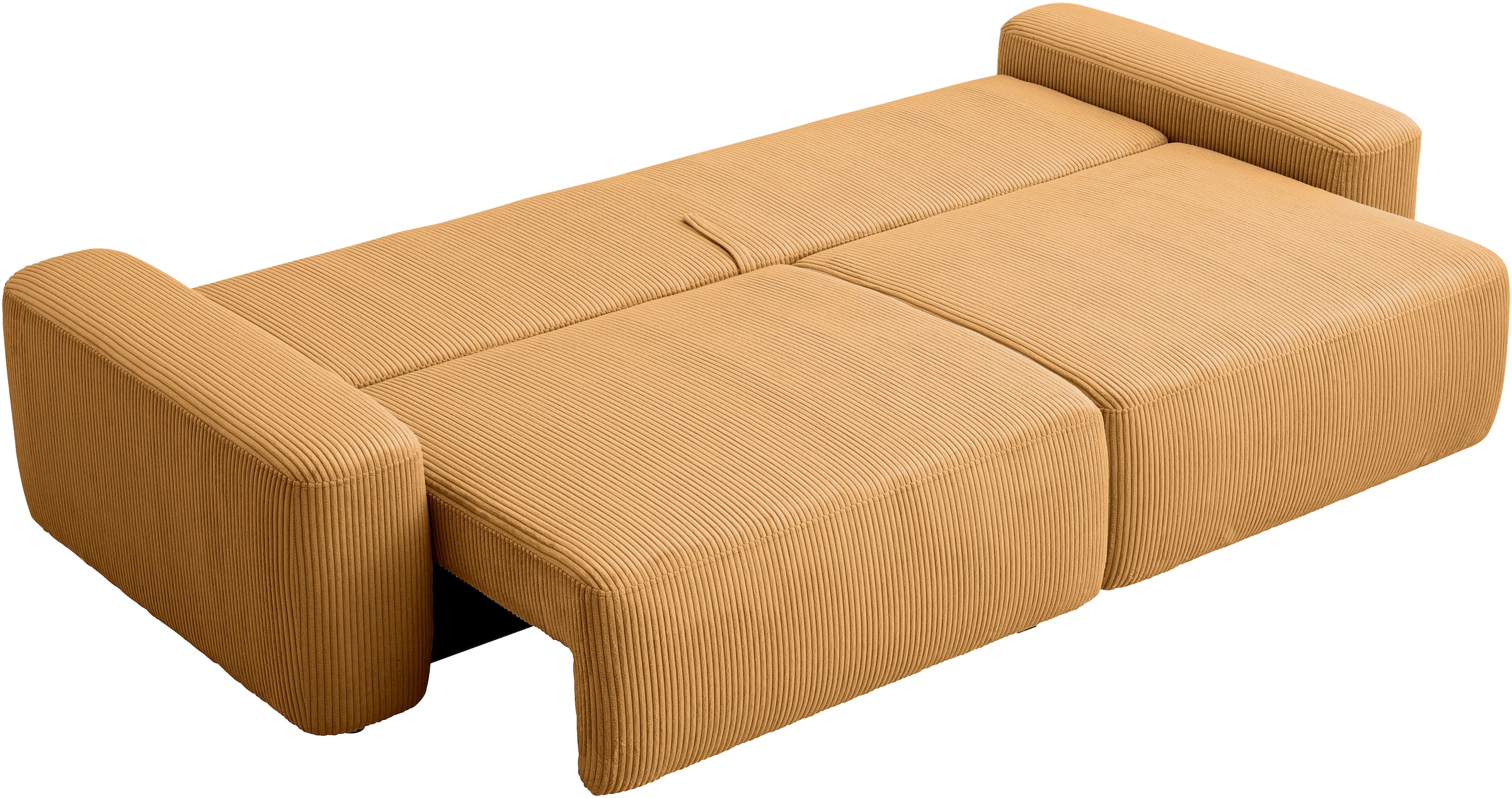 INOSIGN 3-Sitzer »TORGE (257cm), Sofa,Schlafsofa in Cord, Samtvelours, Struktur fein« rundes Design, Schlaffunktion u. Bettkasten, Liegefläche: 135/200 cm