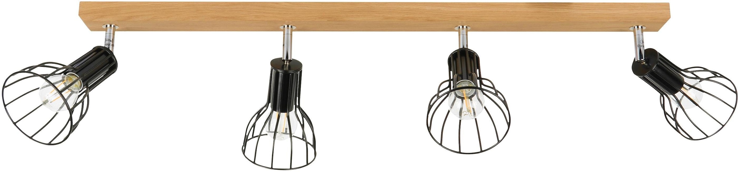 SPOT Light Deckenleuchte »MEGAN WOOD«, 4 flammig, Leuchtmittel E14 | ohne Leuchtmittel, Naturprodukt aus Eicheholz massiv, Nachhaltig - FSC®-zertifiziert