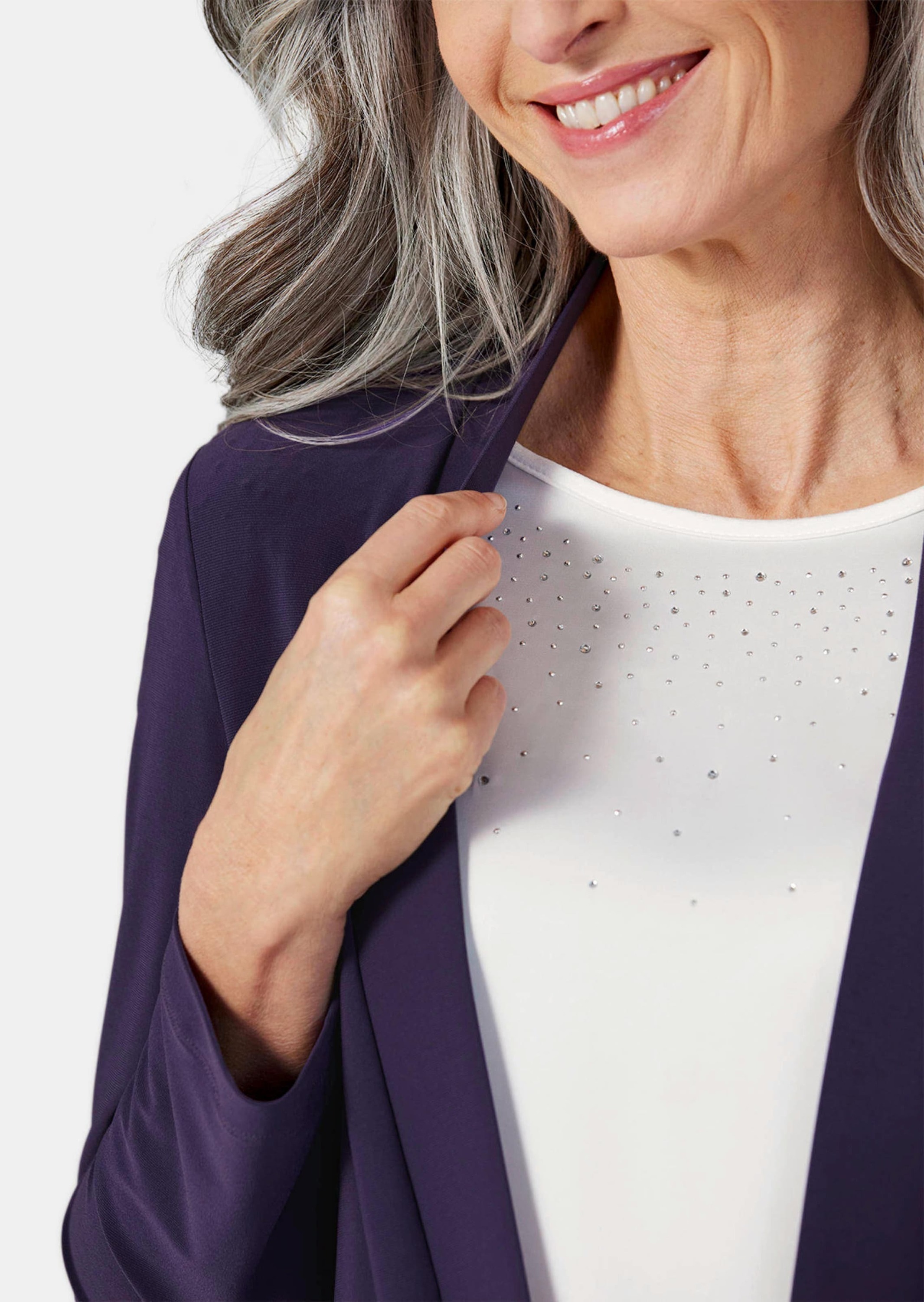 GOLDNER Sweatjacke »Leichte Shirtjacke lila mit Stretch«