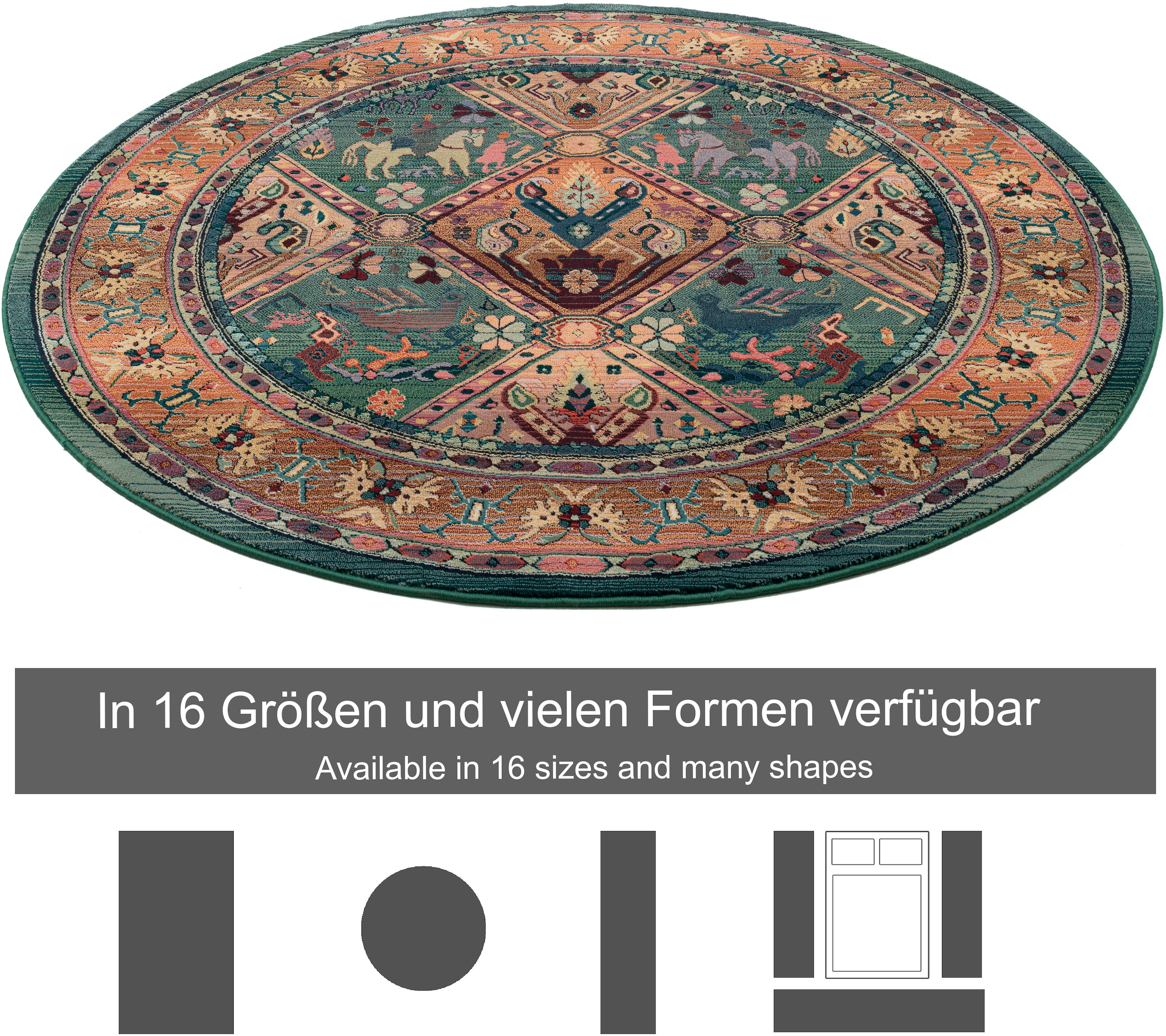 THEKO Teppich »Gabiro 13«, rund, 10 mm Höhe, gewebt, Orient-Optik, ideal im Wohnzimmer & Schlafzimmer