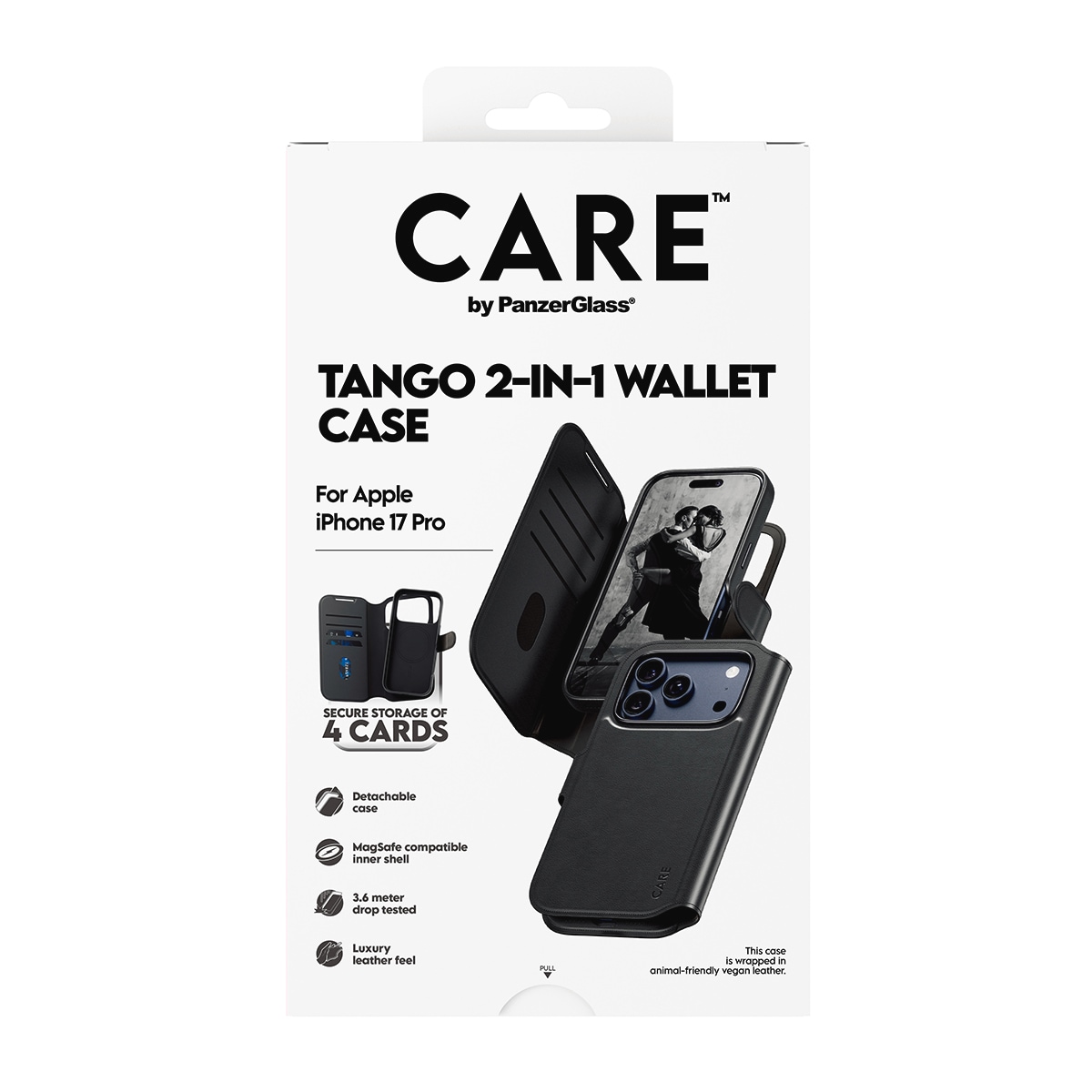 CARE by PanzerGlass Handyhülle »Tango 2-in-1 Wallet Case für Apple iPhone 17 Pro« Apple iPhone 17 Pro Backcover, Schutzhülle, Handyschutzhülle, Case, Schutzcase, stoßfest