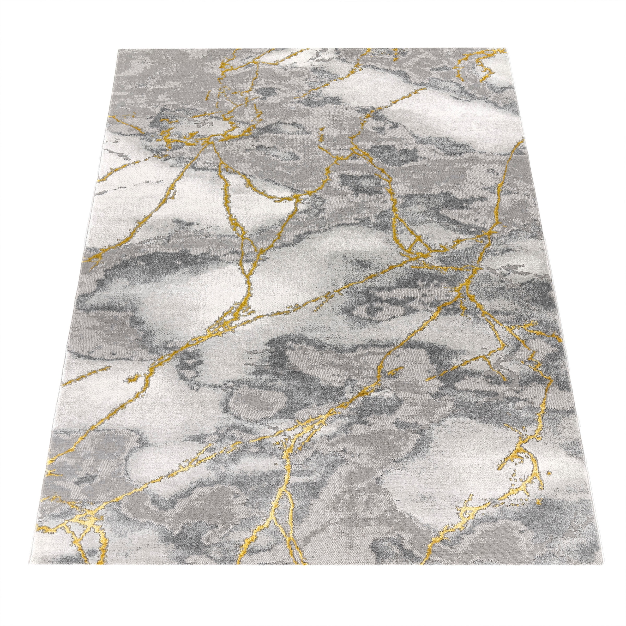 Paco Home Teppich »Craft 270«, rechteckig, 16 mm Höhe, Kurzflor, moderne Marmor Optik, mit Gold-Effekten