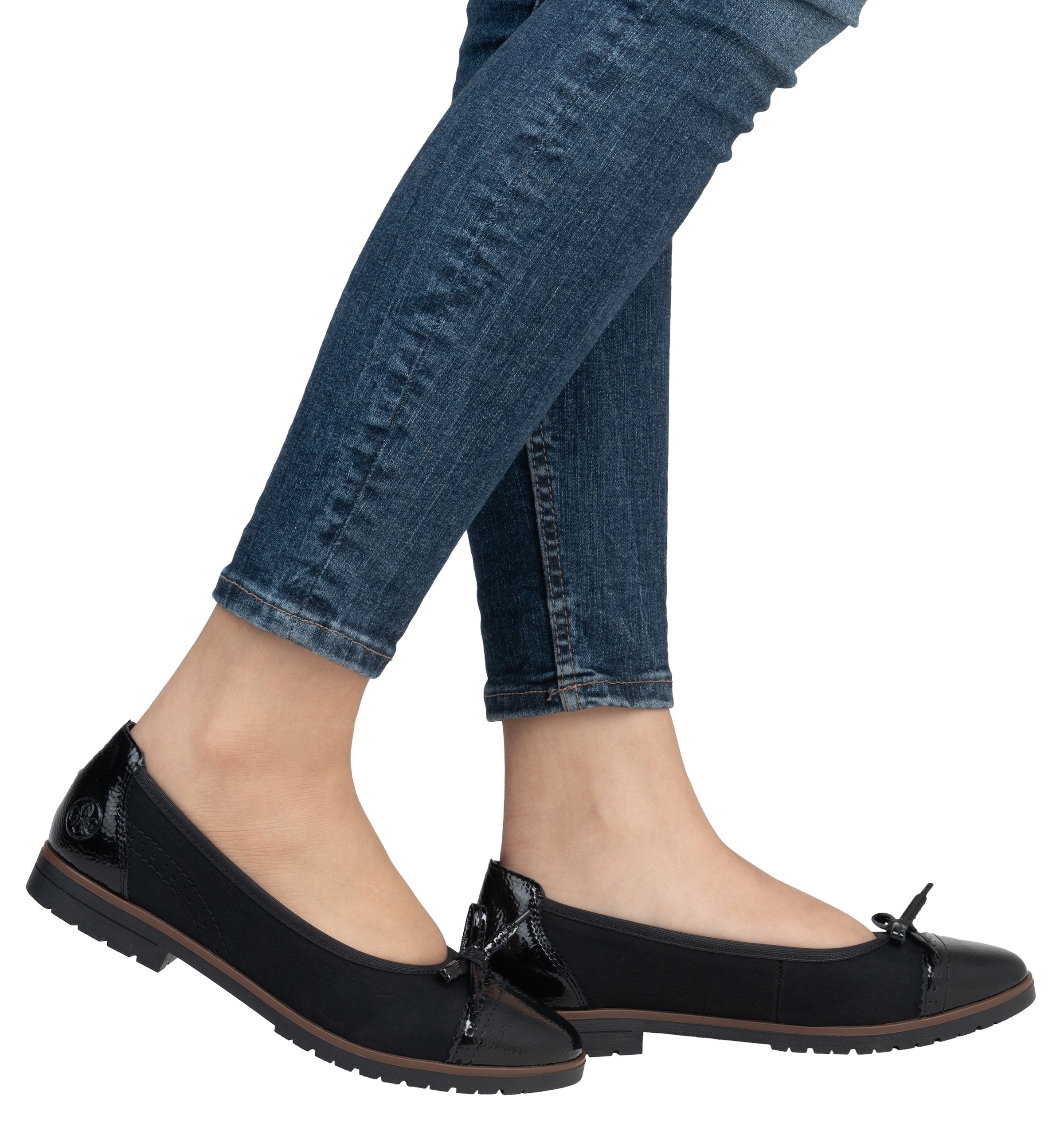 Rieker Ballerina, Loafer, Schlupfschuh, Flats, Slipper, Businessschuh mit Schleifchen
