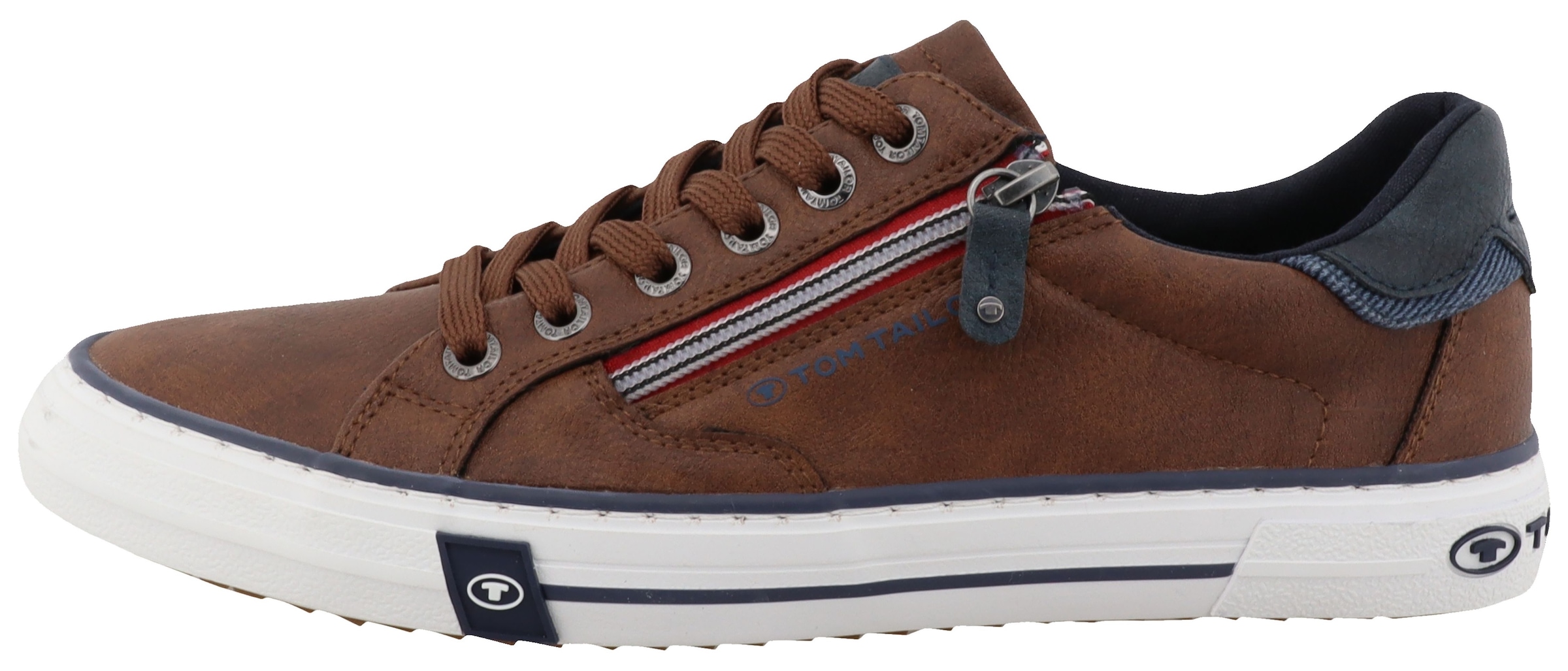 TOM TAILOR Sneaker  Freizeitschuh, Halbschuh, Schnürschuh mit Außen-Reißverschluss