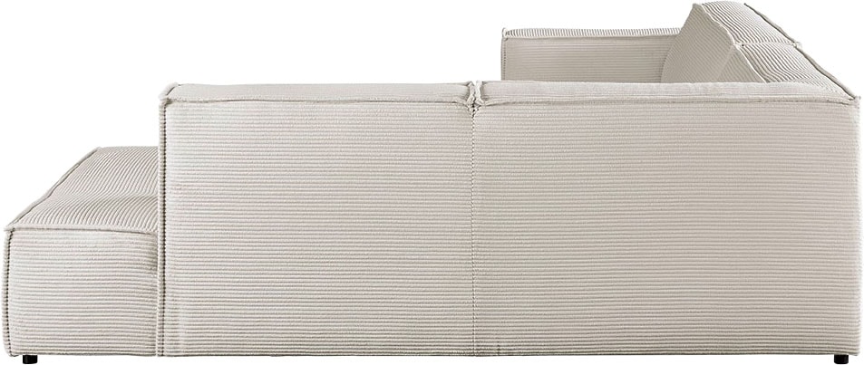 3C Candy Ecksofa »Matteo in elegant, kubischer Formensprache, bequem, L-Form«, mit auffälliger Kedernaht, Cord-Bezug, Lounge-Charakter, OTTOs Choice