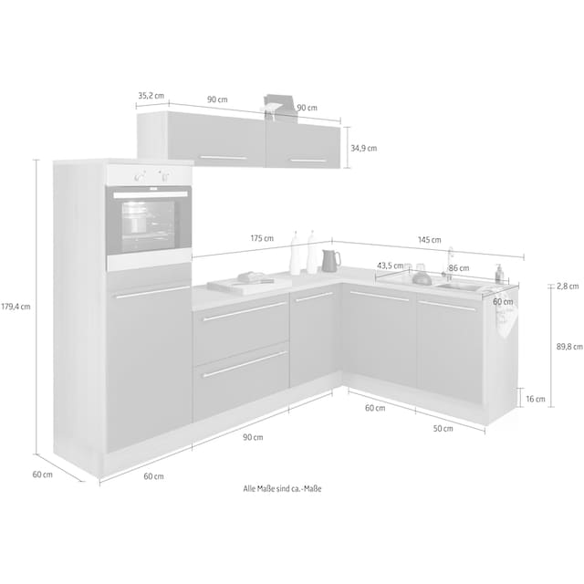 OPTIFIT Winkelküche »Bern«, Stellbreite 265x175 cm, wahlweise mit E-Geräten  bequem kaufen