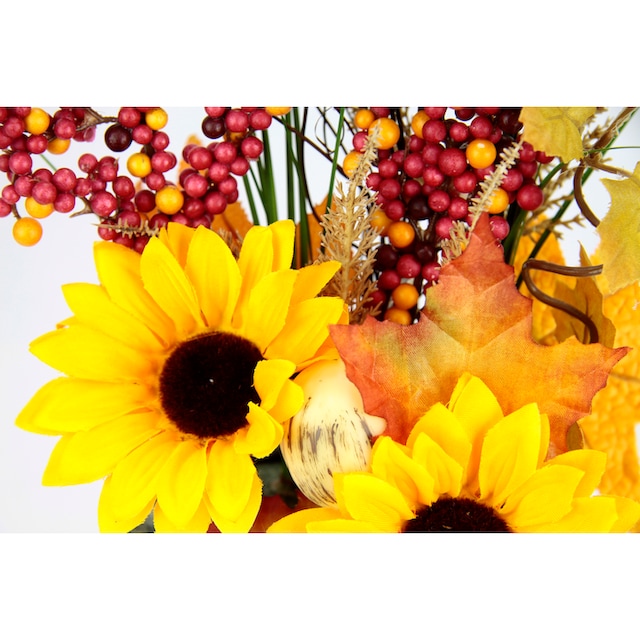 I.GE.A. Kunstblume »Gesteck aus Sonnenblumen auf Stein«, Künstliche Blumen  Herbstgesteck Deko Ornamente für Halloween auf Raten kaufen