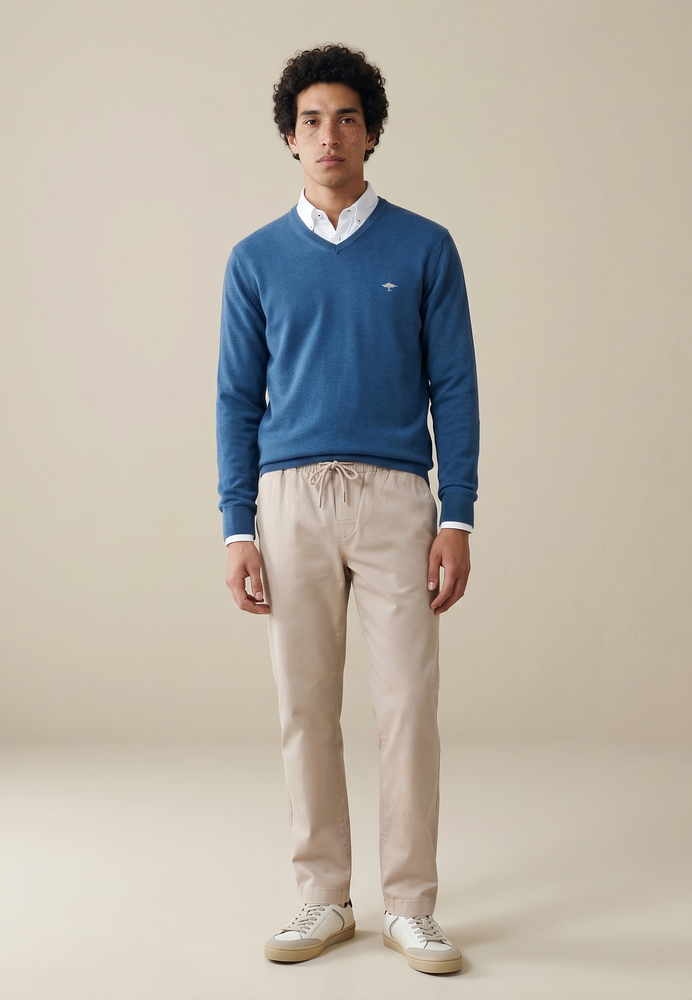 FYNCH-HATTON Strickpullover »FYNCH-HATTON Pullover mit V-Kragen« aus Baumwolle, mit V-Ausschnitt, bequeme Passform