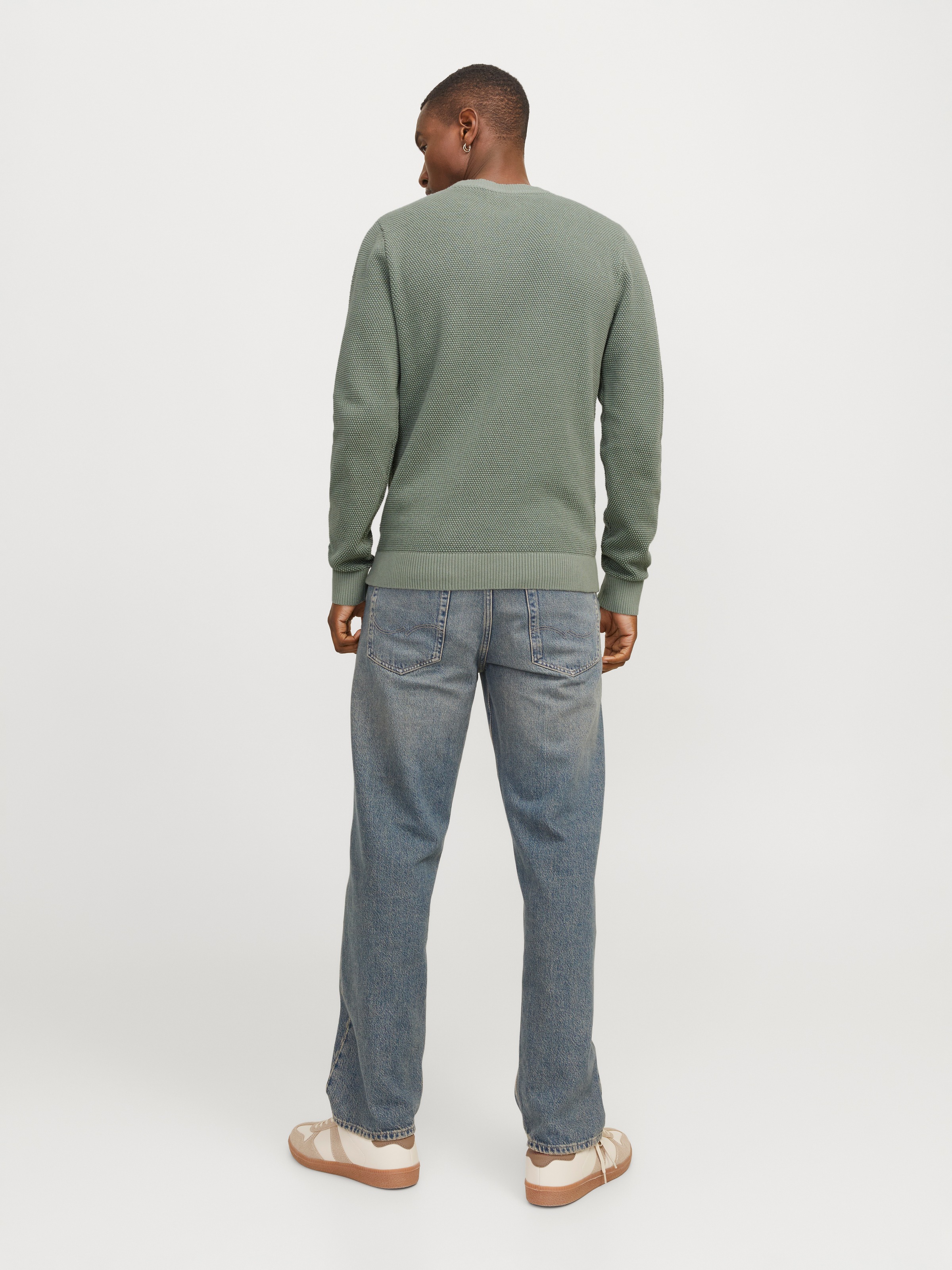 Jack & Jones Rundhalspullover »JJEGLOBE KNIT CREW NECK NOOS«, in Strick Optik