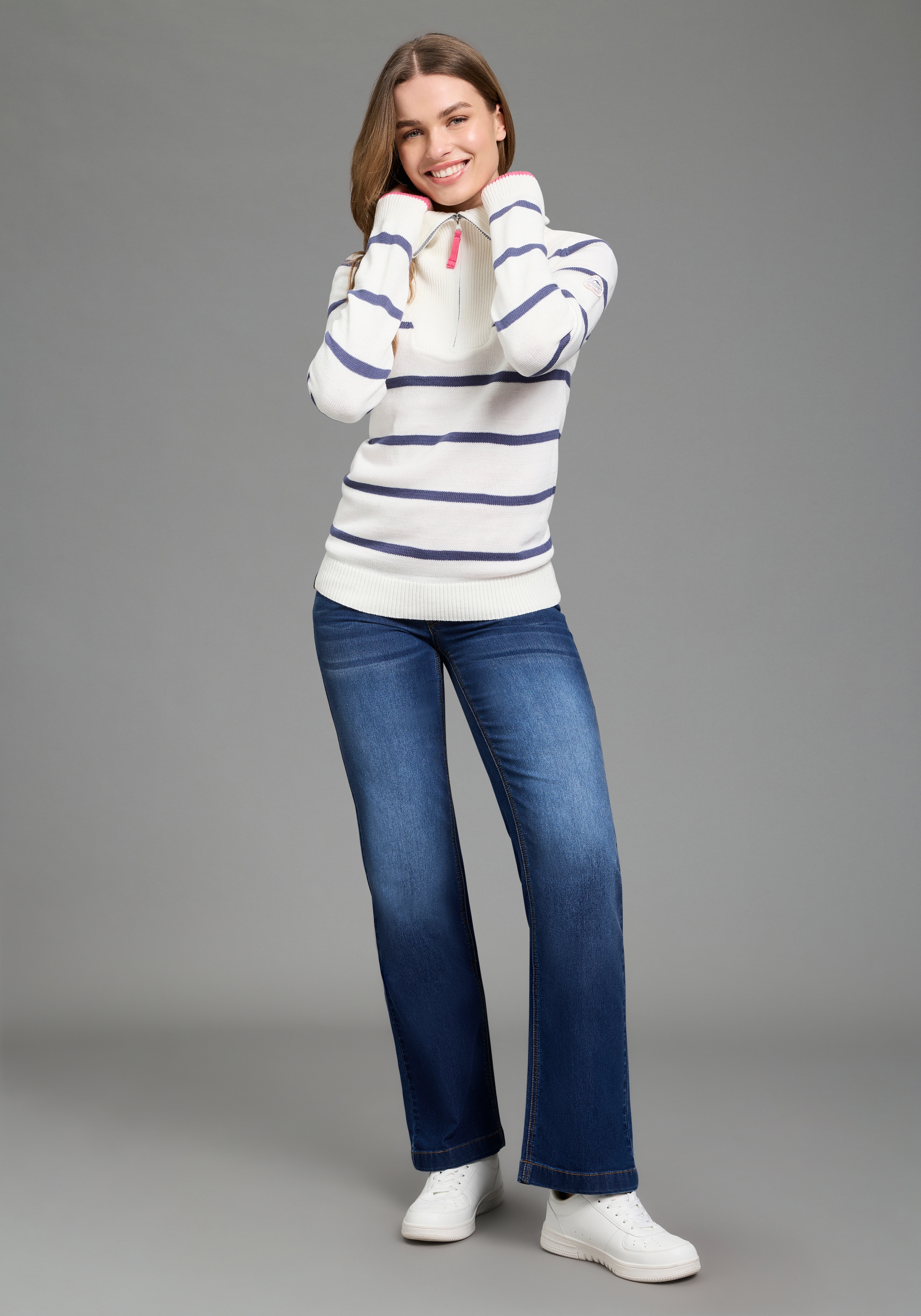 KangaROOS Troyer mit Reißverschluss im klassischen Streifen-Design