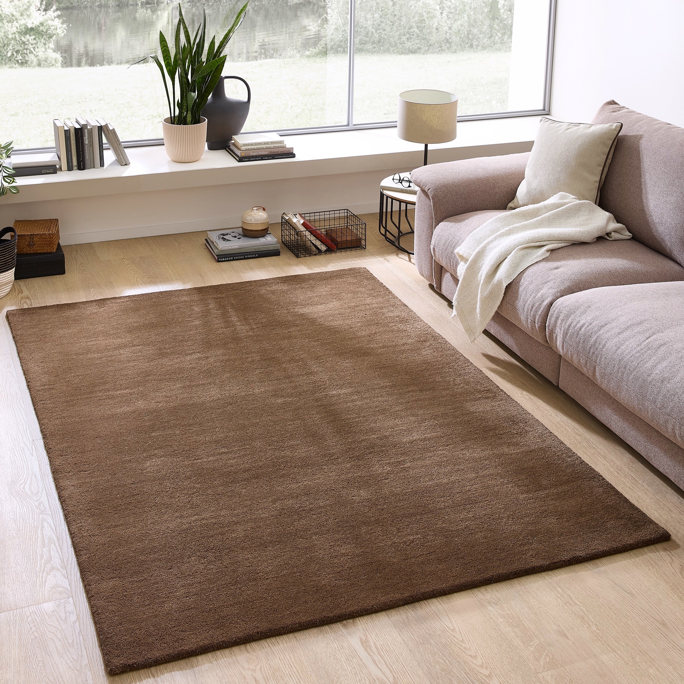 OTTO home Wollteppich »Gabbo Natur, Handgefertigt, Teppich, reine Wolle, meliert« rechteckig 14 mm Höhe reine Wolle, Uni, Wohnzimmer, Schlafzimmer, Esszimmer