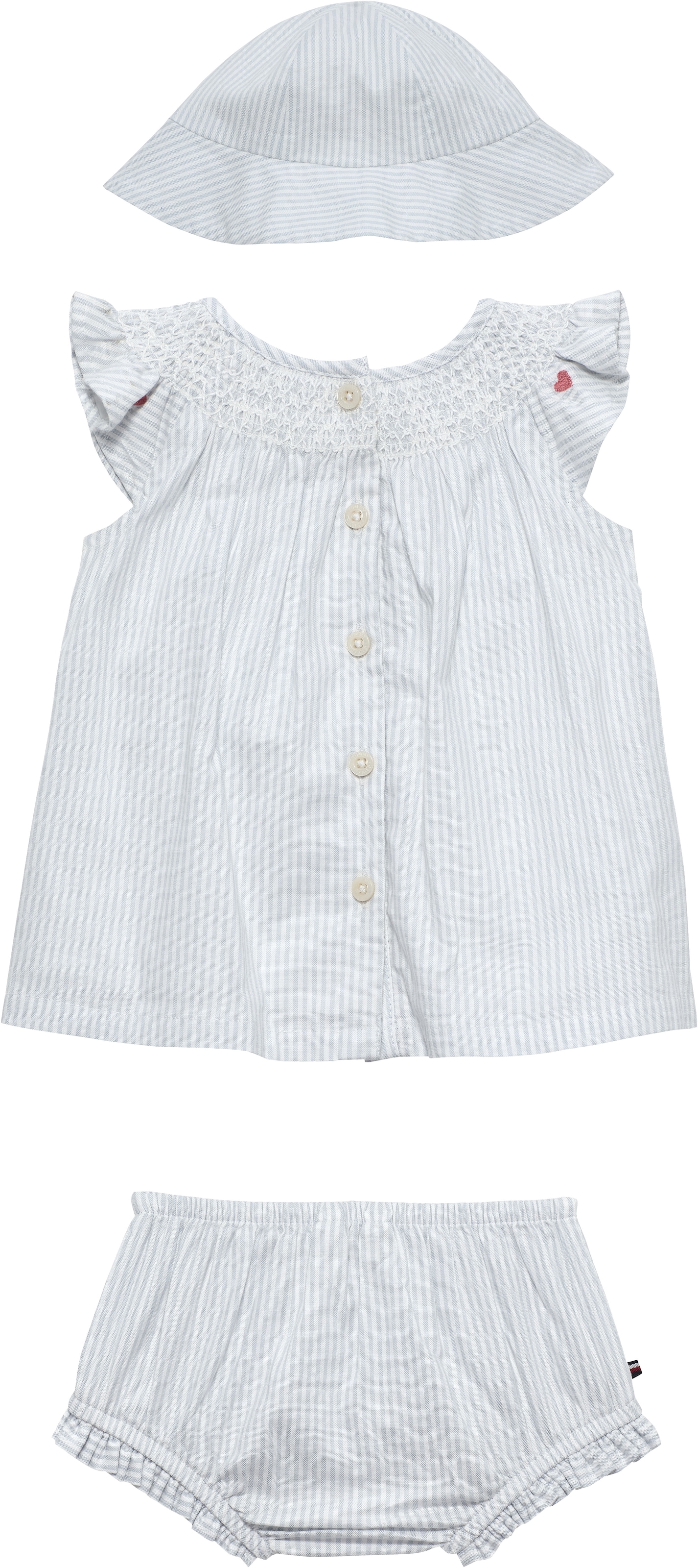 Tommy Hilfiger Neugeborenen-Geschenkset Set, 3, 3 zauberhaftes Set mit Hut, Kleid und Höschen, aus Baumwollmischung