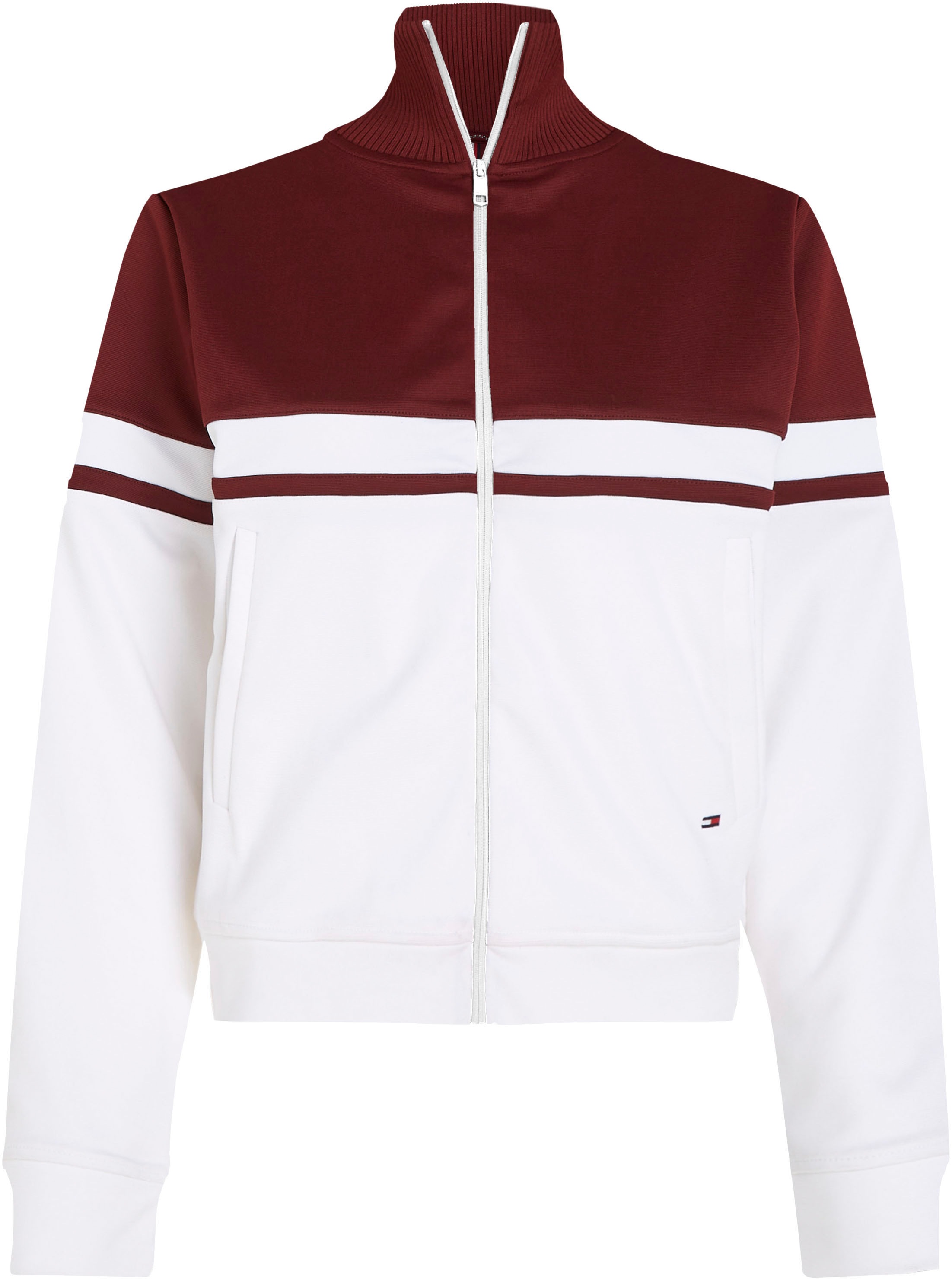 Tommy Hilfiger Sweatjacke »BLOCKED STRIPE REG ZIPTHRU HWK«, mit Logostickerei