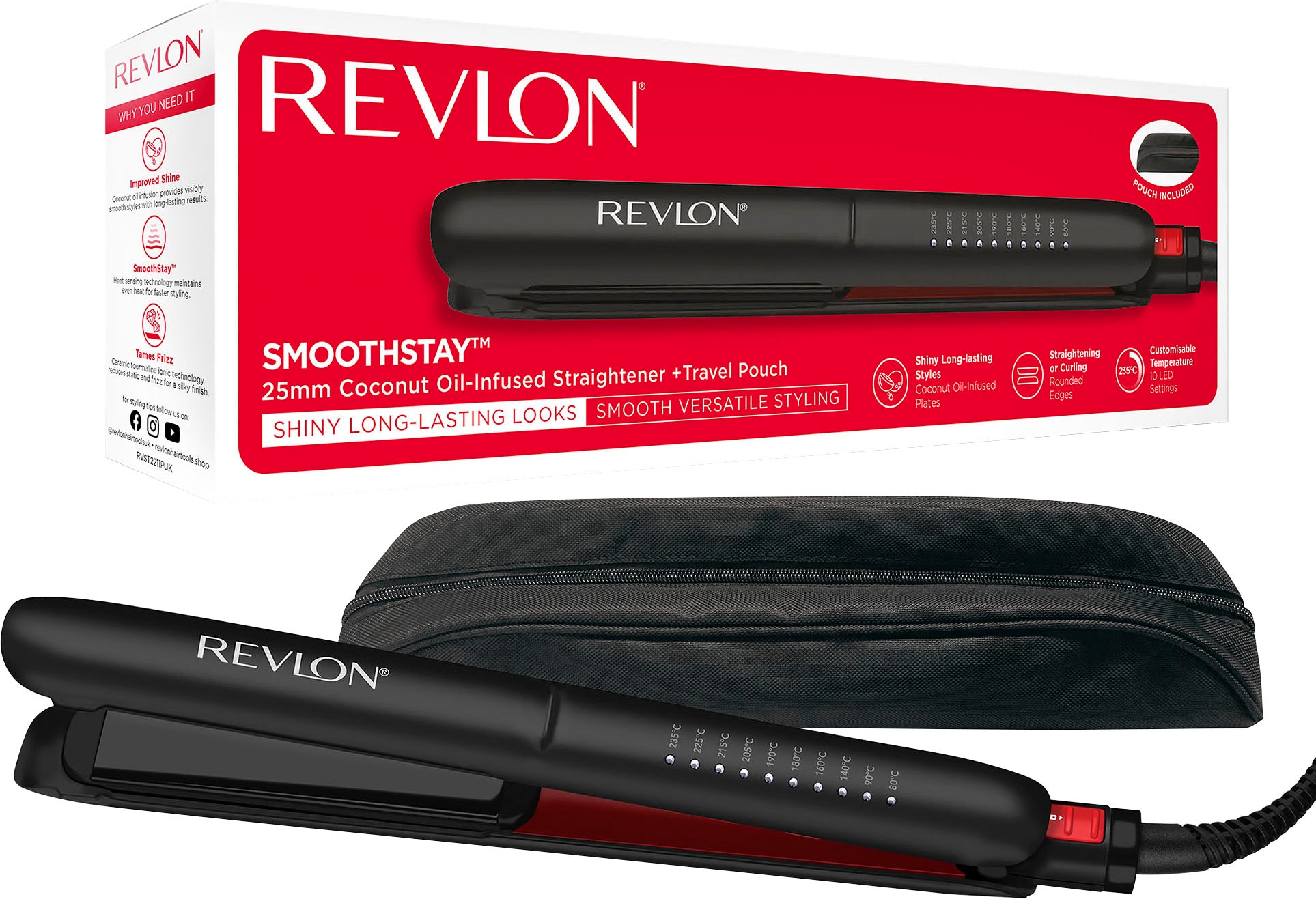 Revlon Glätteisen »SMOOTHSTAY RVST2211«, 3x Keramik, MIT DREIFACHER BESCHICHTUNG UND KOKOSNUSSÖL-INFUSION