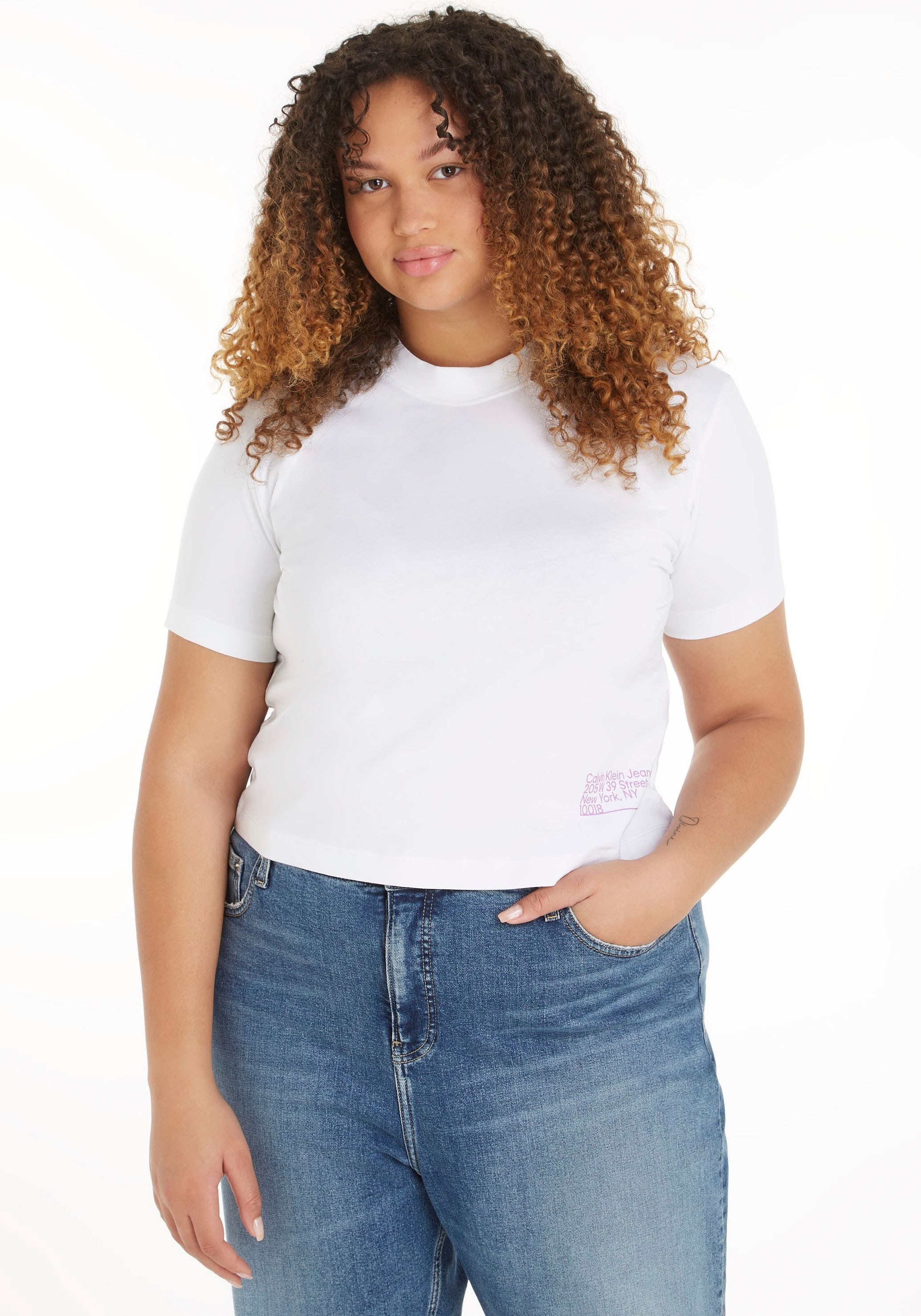 Calvin Klein Jeans T-Shirt »CK ADDRESS LOGO BABY TEE«, mit hohem  Rundhalsausschnitt bei ♕ | T-Shirts