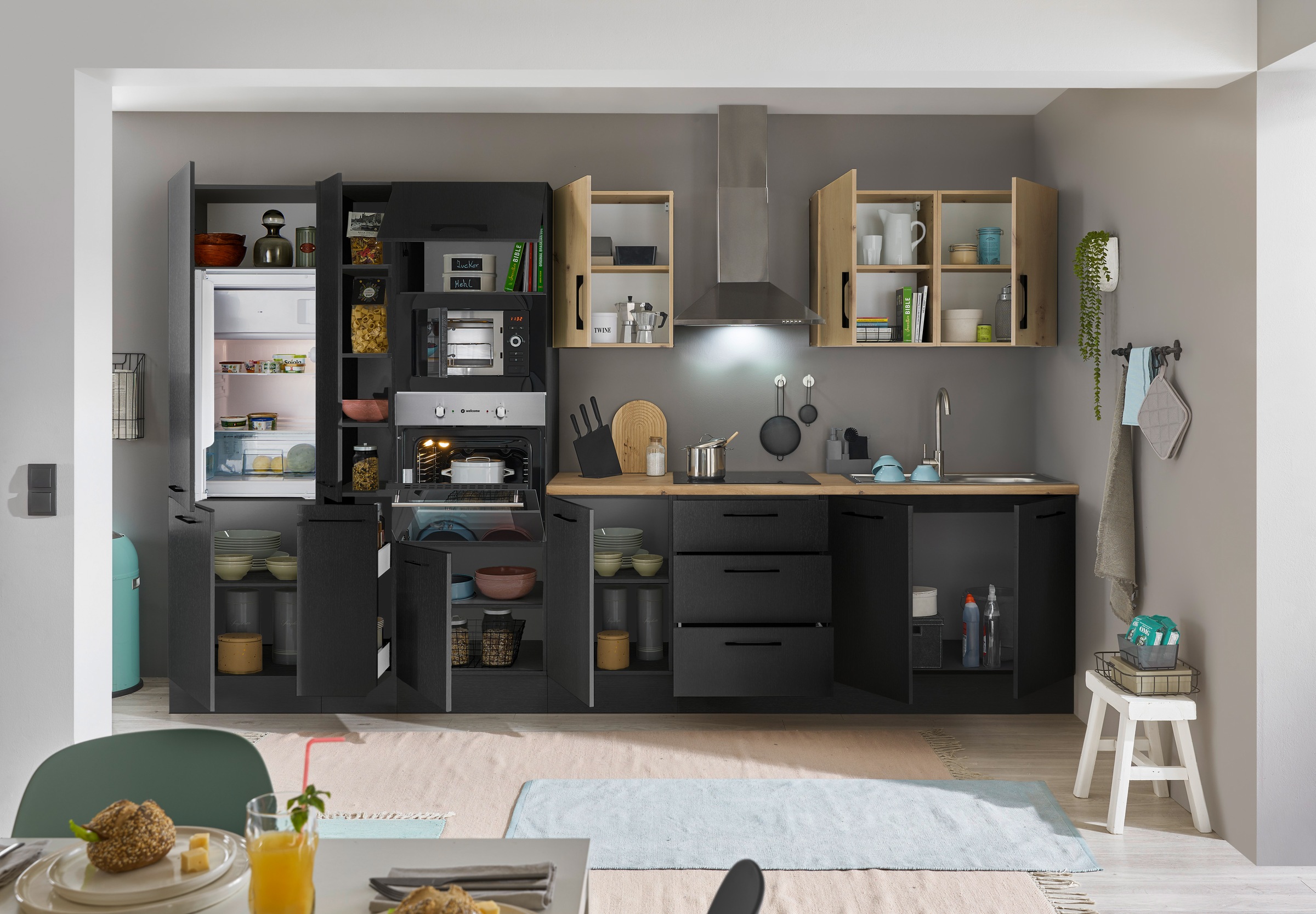 BASIC by Balculina Küchenzeile »Turin« Breite 360 cm, wahlweise mit E-Geräten