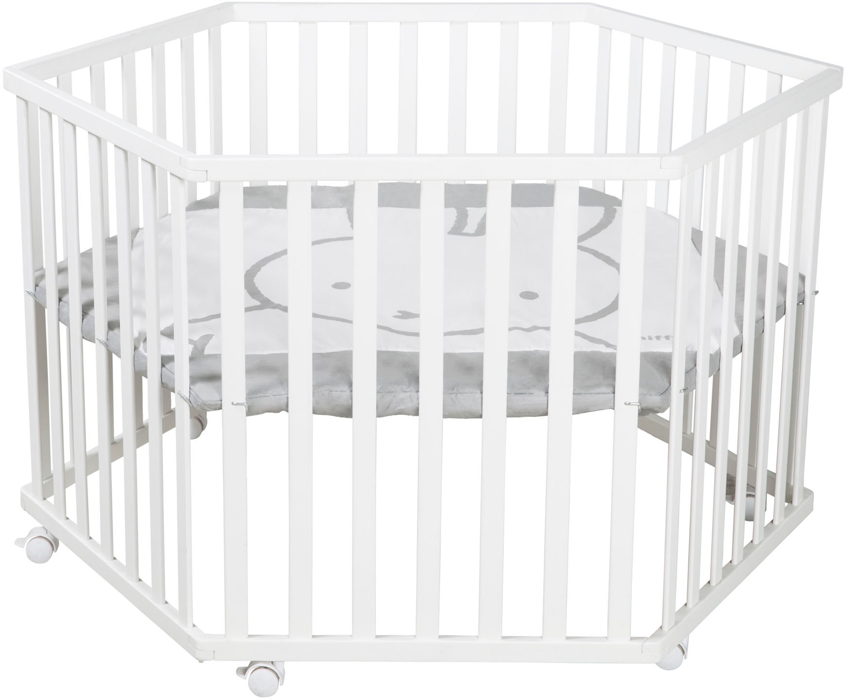 roba® Laufgitter »miffy®, weiß, 6-eckig«, bis 15 kg, mit Stoffeinlage