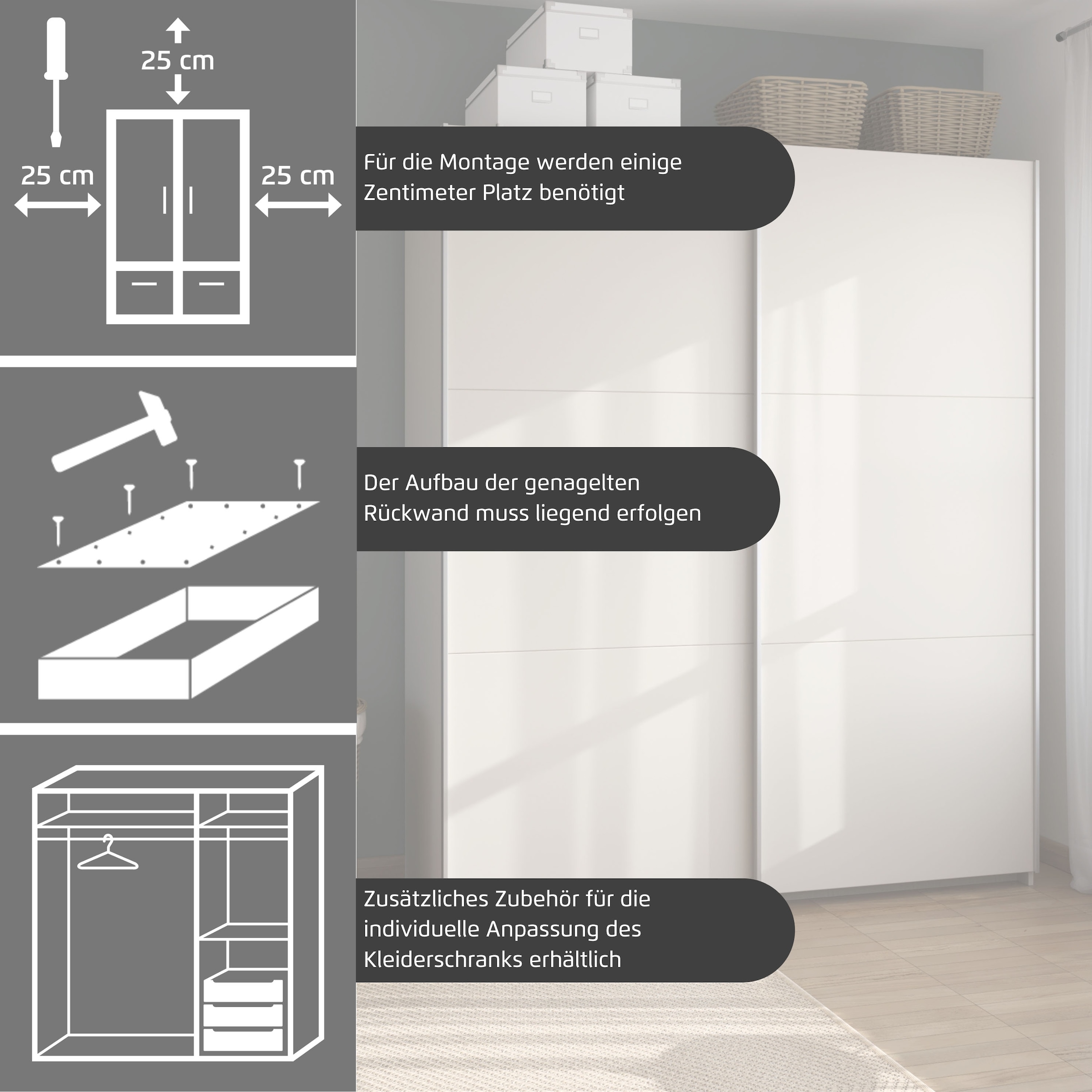 rauch Schwebetürenschrank »AURELIO Kleiderschrank Garderobe TOPSELLER OTTO´s CHOICE«, 3 verschiedene Ausstattungsvarianten Griffe aus Metall MADE IN GERMANY
