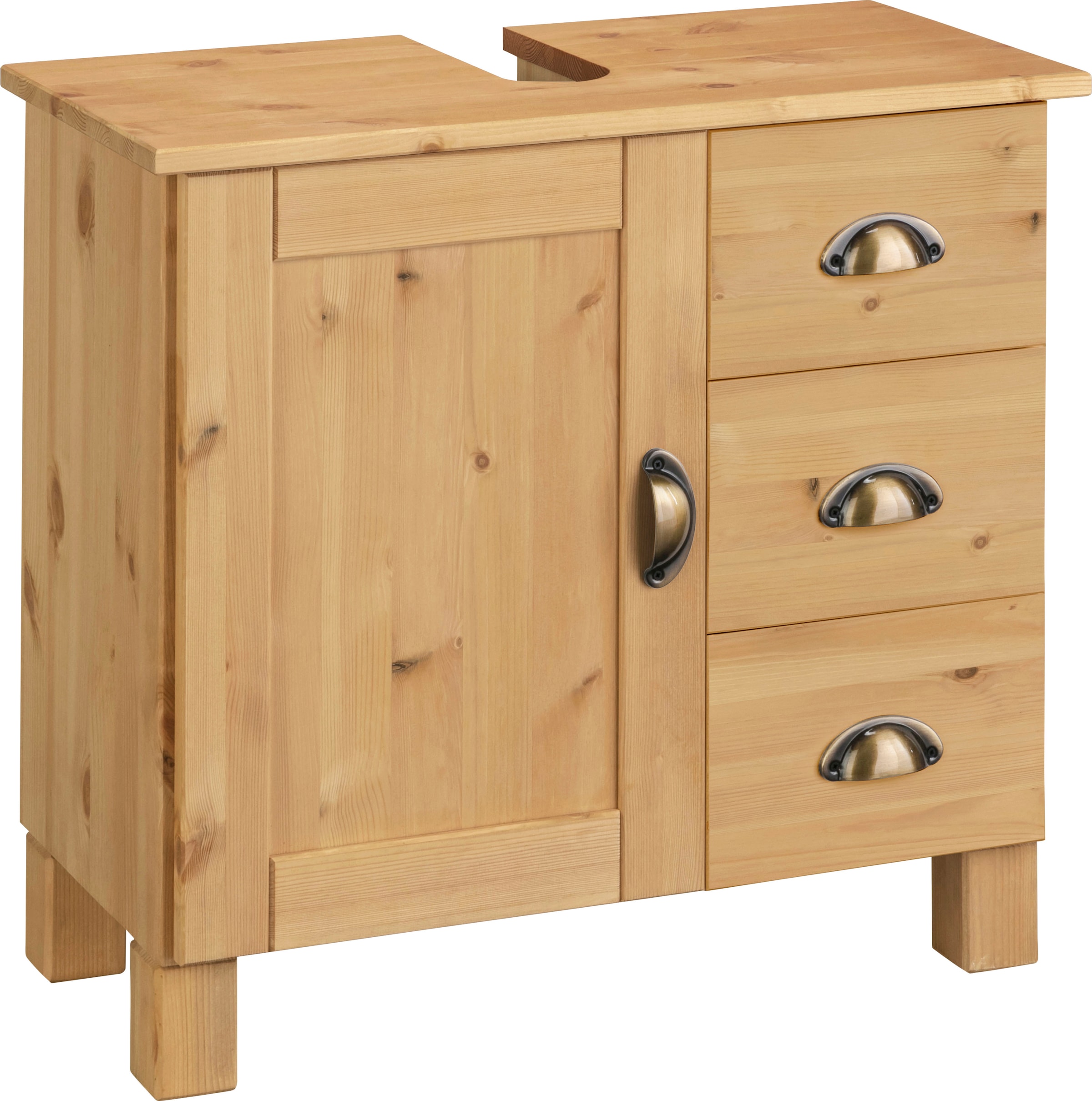 Home affaire Waschbeckenunterschrank "Oslo" Kiefer, 1 Tür und 3 Schubkästen, Breite 60 cm, Höhe 55 cm