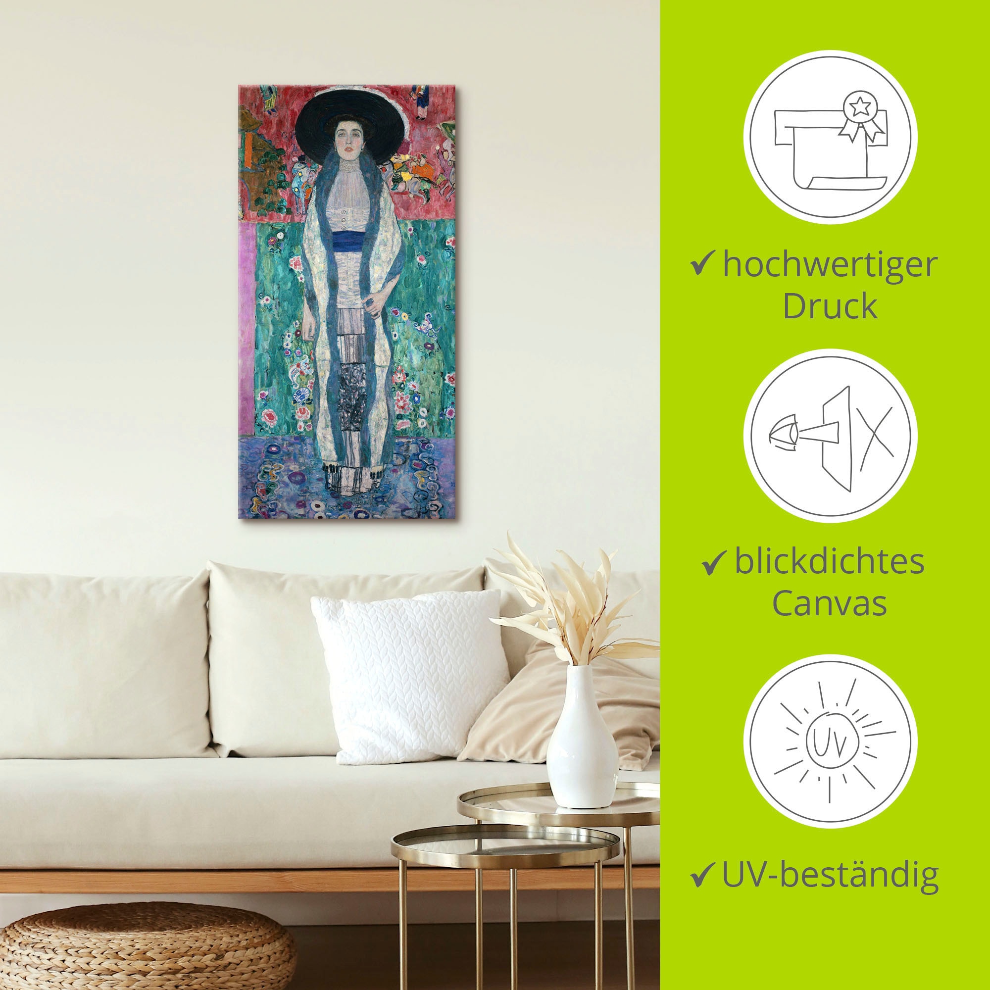 Artland Leinwandbild »Bildnis Adele Bloch-Bauer II. 1912« Frau 1 Stk. tlg. auf Keilrahmen gespannt