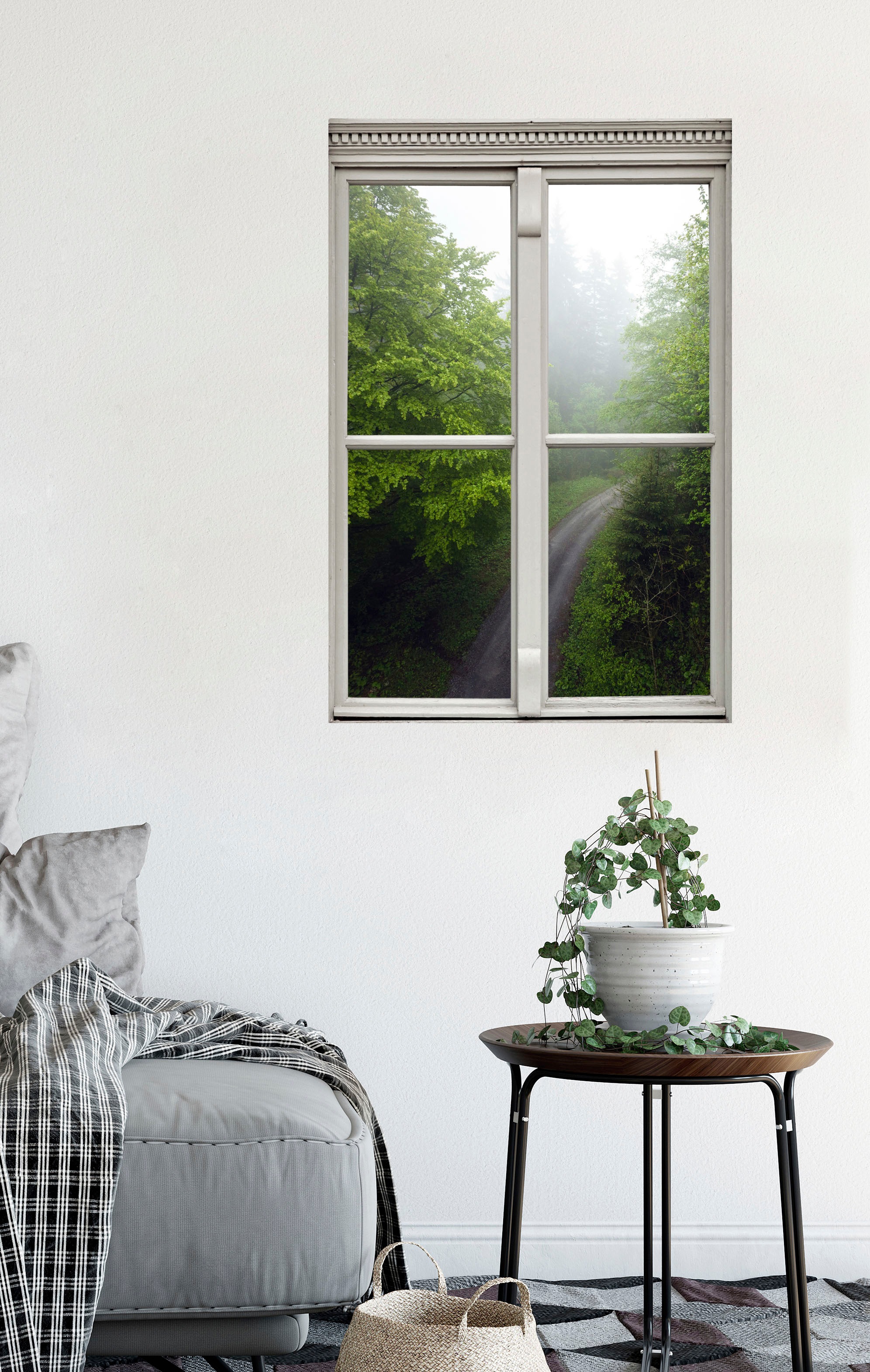 queence Wandsticker »Waldweg« Wandsticker, Wandbild, selbstklebend, 3D, Fenster
