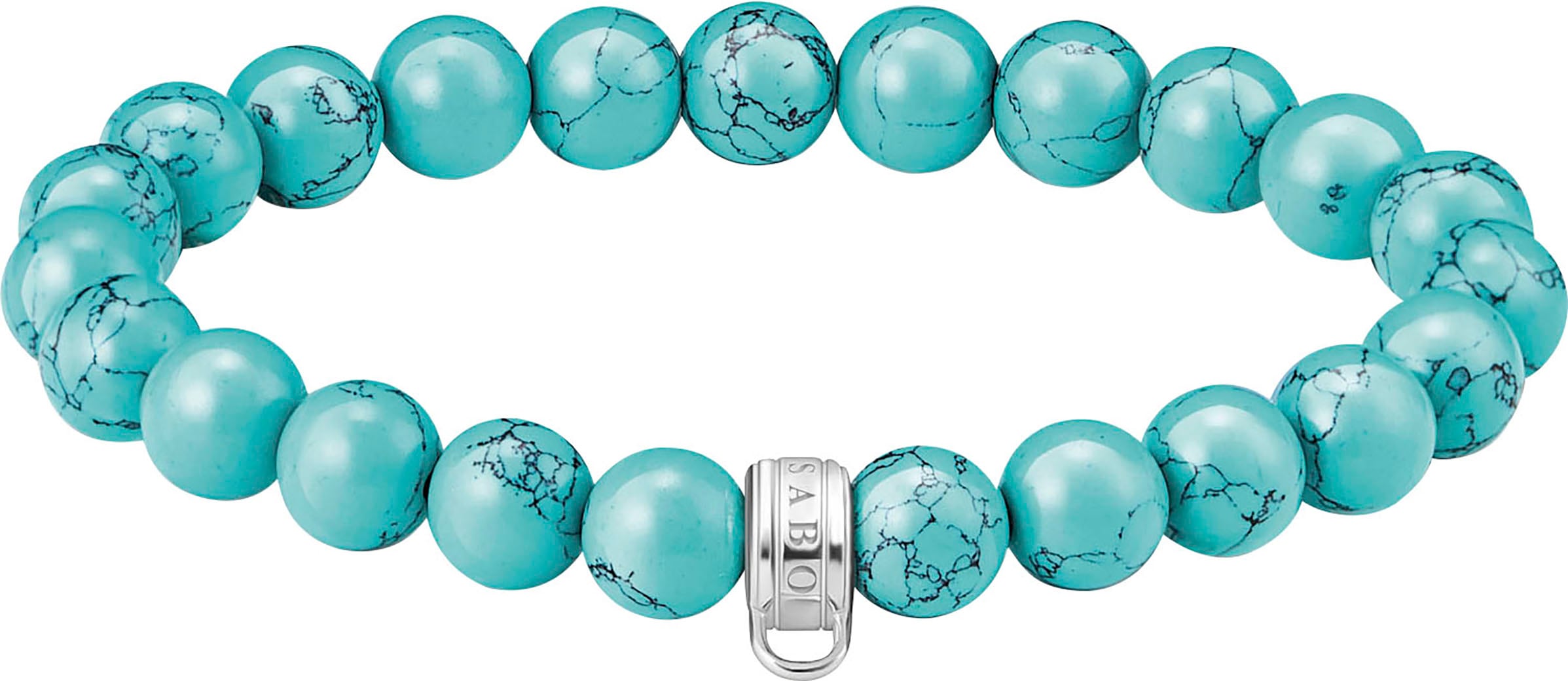 THOMAS SABO Ladies Silver Imitation Turquoise Bead Bracelet X0293-404-17-L19