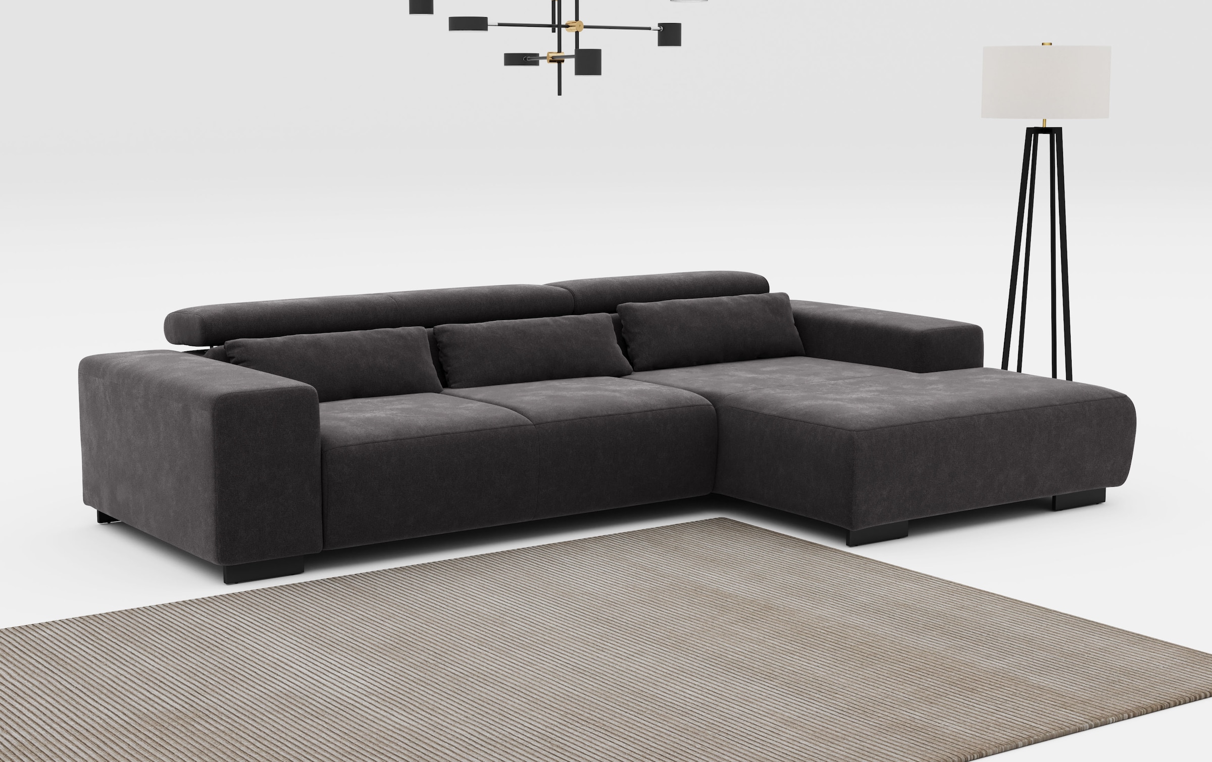 Ecksofa »Side L-Form, mit Kopfteilverstellung und Zierkissen«, optional motorische...