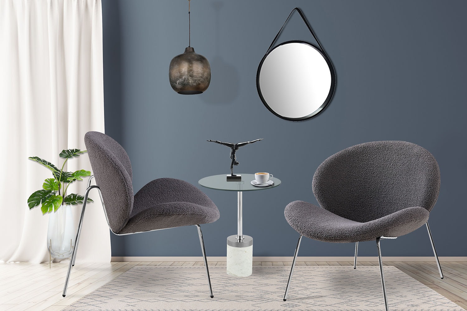 Kayoom Polsterstuhl »Stuhl Jaden 125 2er-Set, im angesagten Stoff mit dem Kräusel-Effekt«, (Set), 2 St., Ästhetisch minimalistisches Design, Bouclé Stoff, breites Sitzen