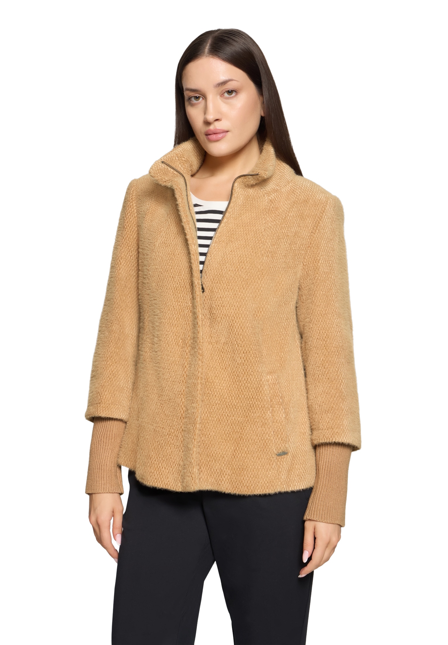 Betty&Co Plüschjacke »Kuscheljacke mit Rippbündchen«