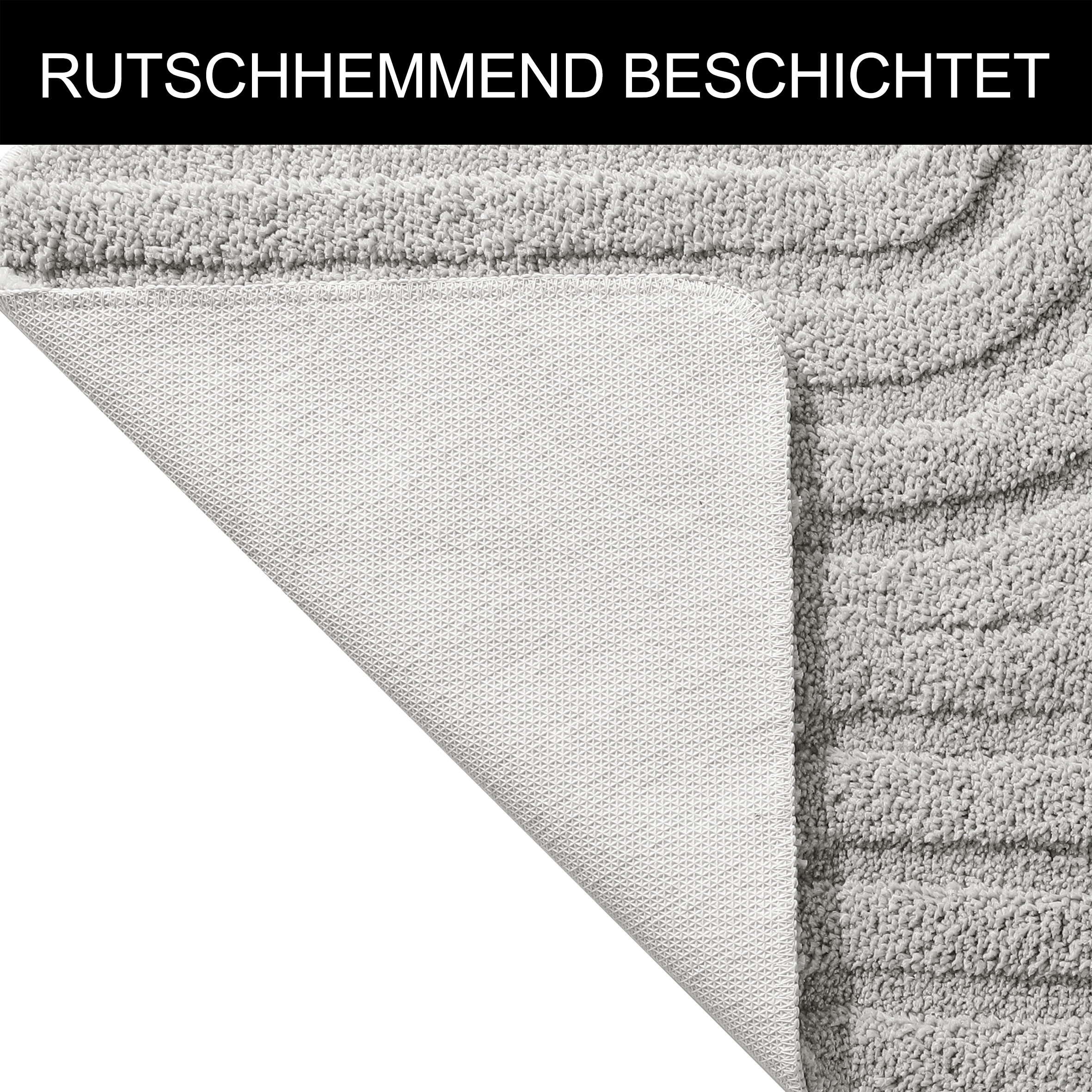 my home Badematte »Sanremo Scandi, Badvorleger, Badezimmer Teppich, Duschvorleger«, rutschhemmend beschichtet, strapazierfähig, Badteppich, Uni Farben, Hoch-Tief-Effekt, modernes Muster, Boho
