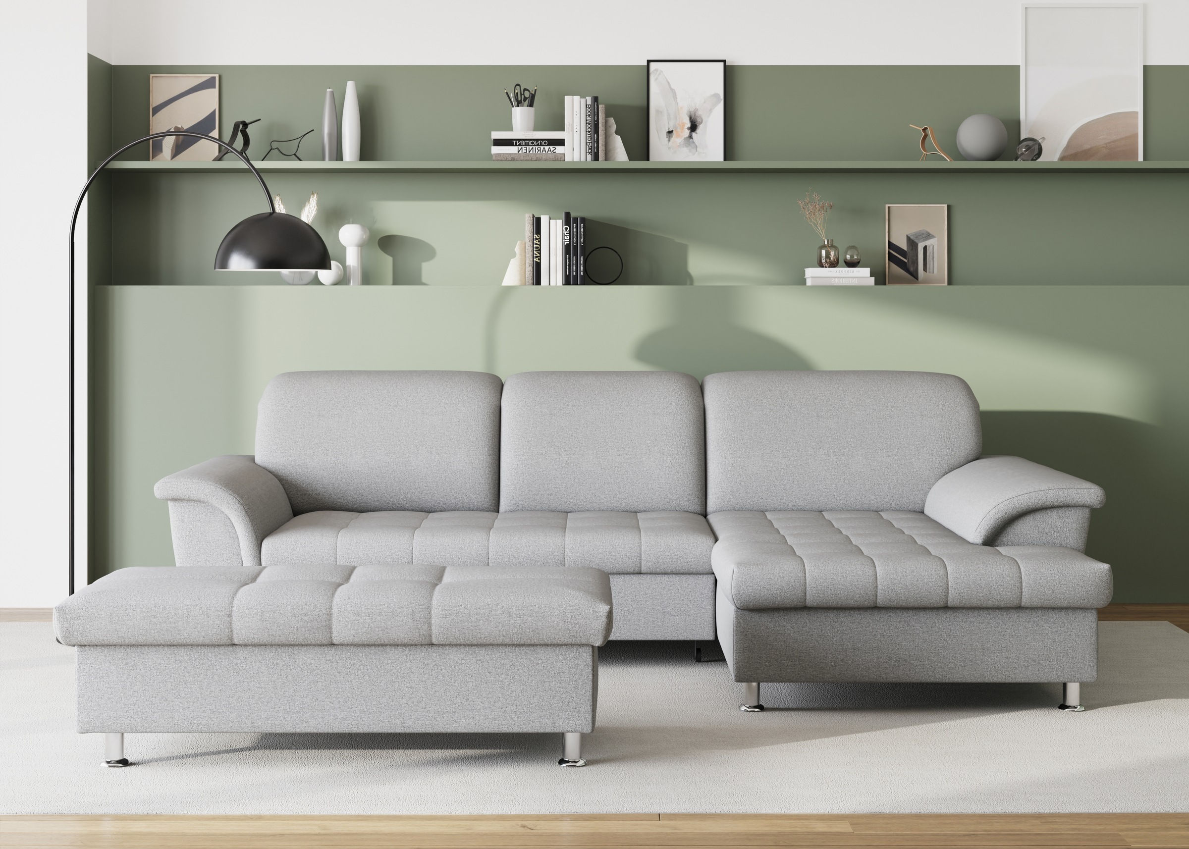 DOMO collection Ecksofa Franzi, wahlweise mit Bettfunktion, Bettkasten und Kopfteilverstellung