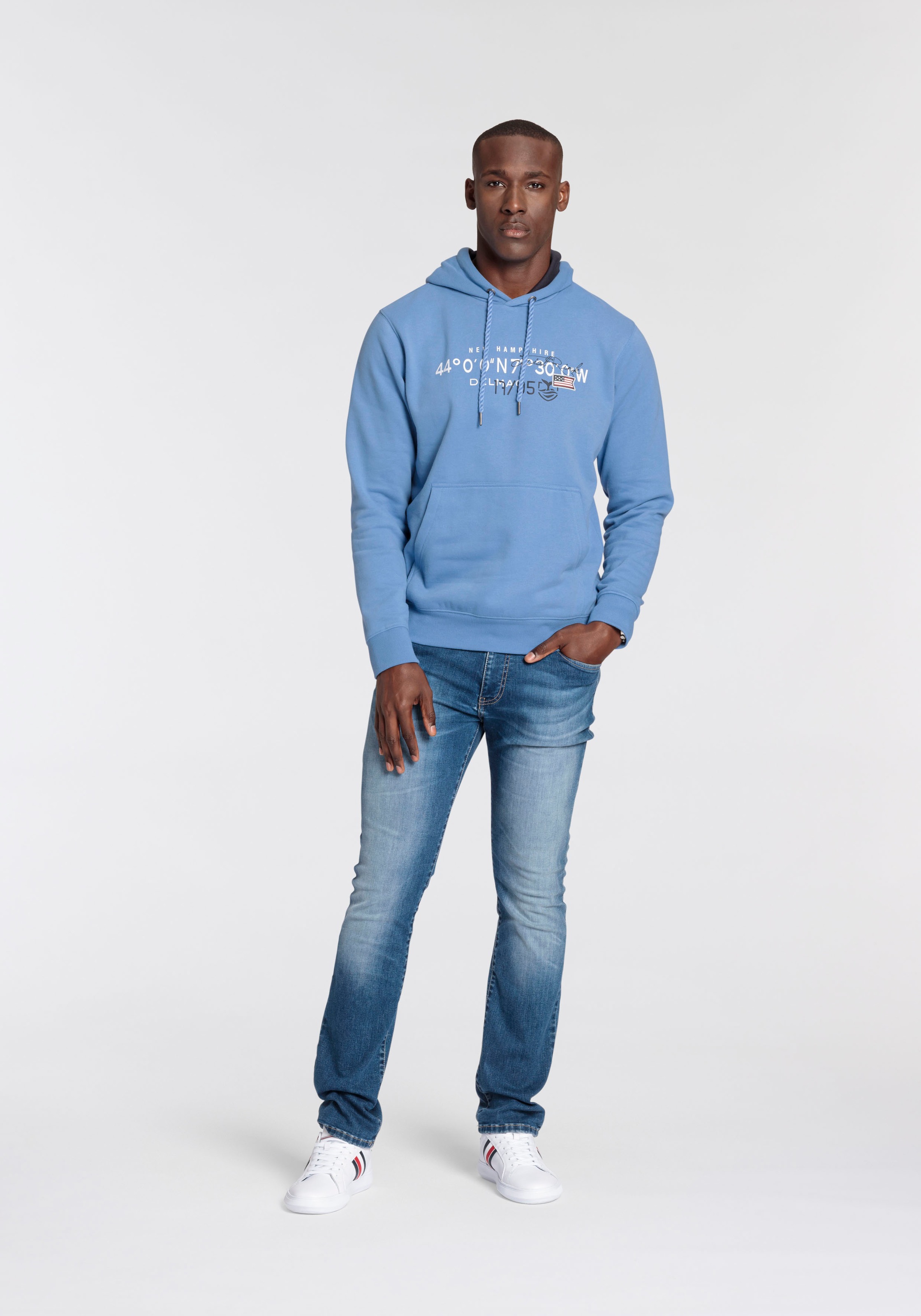 DELMAO Kapuzensweatshirt, Langarm, lockere Passform, mit Print, mit Kapuze