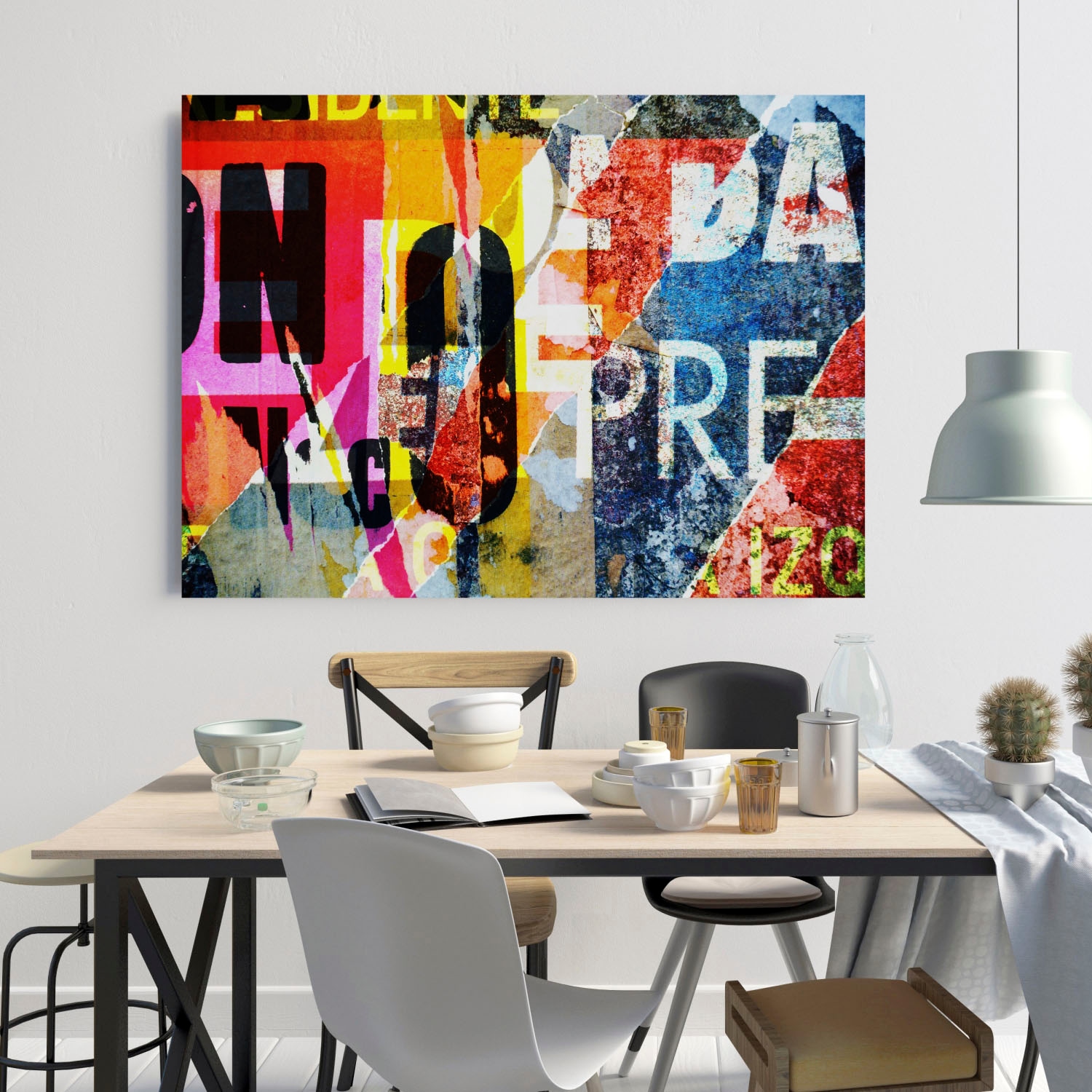 queence Acrylglasbild »Papierstücke« Buchstaben | Fashion | Kunst Fine Art-Print in Galeriequalität