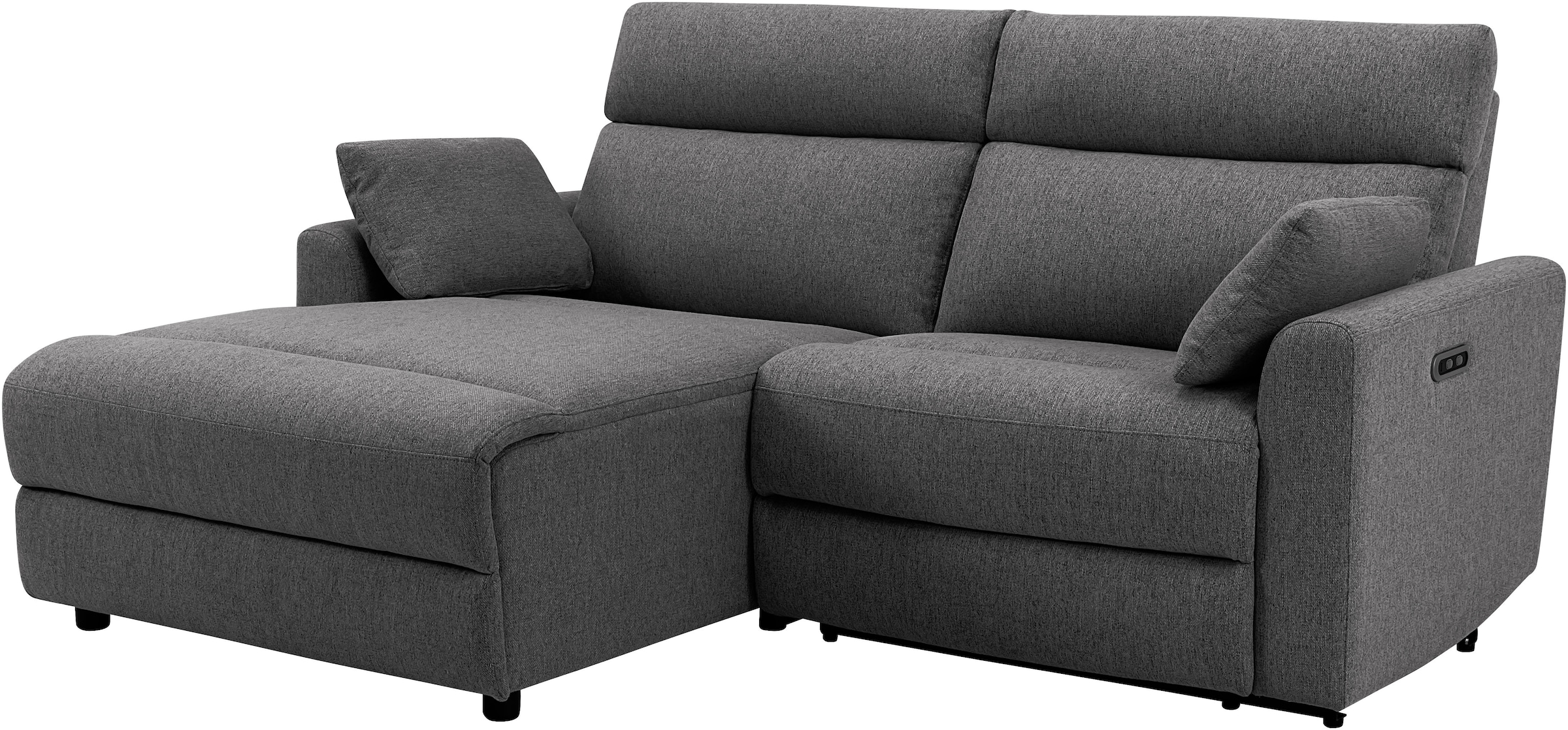 INOSIGN Ecksofa »JENNA, L-Form, 209cm, manuelle u. elektrische Funktion, mit USB A/C,«, Liegefunktion 105°-150°, Federkern, Struktur fein