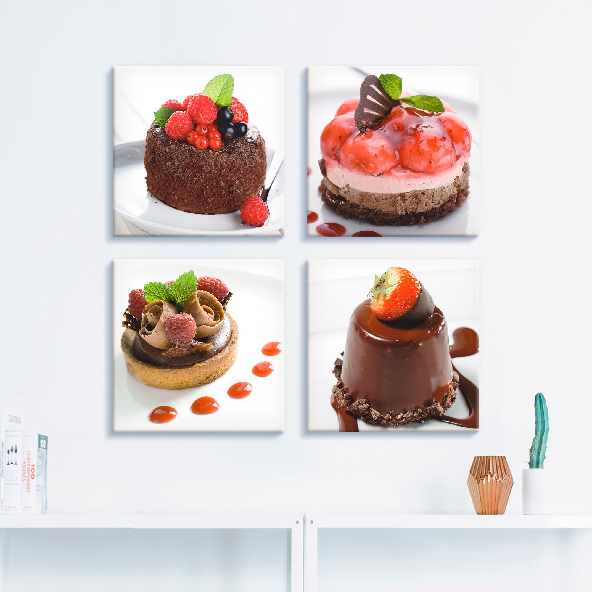 Artland Leinwandbild »Kuchen & Desserts«, Süßspeisen, (4 St.), 4er Set, verschiedene Größen