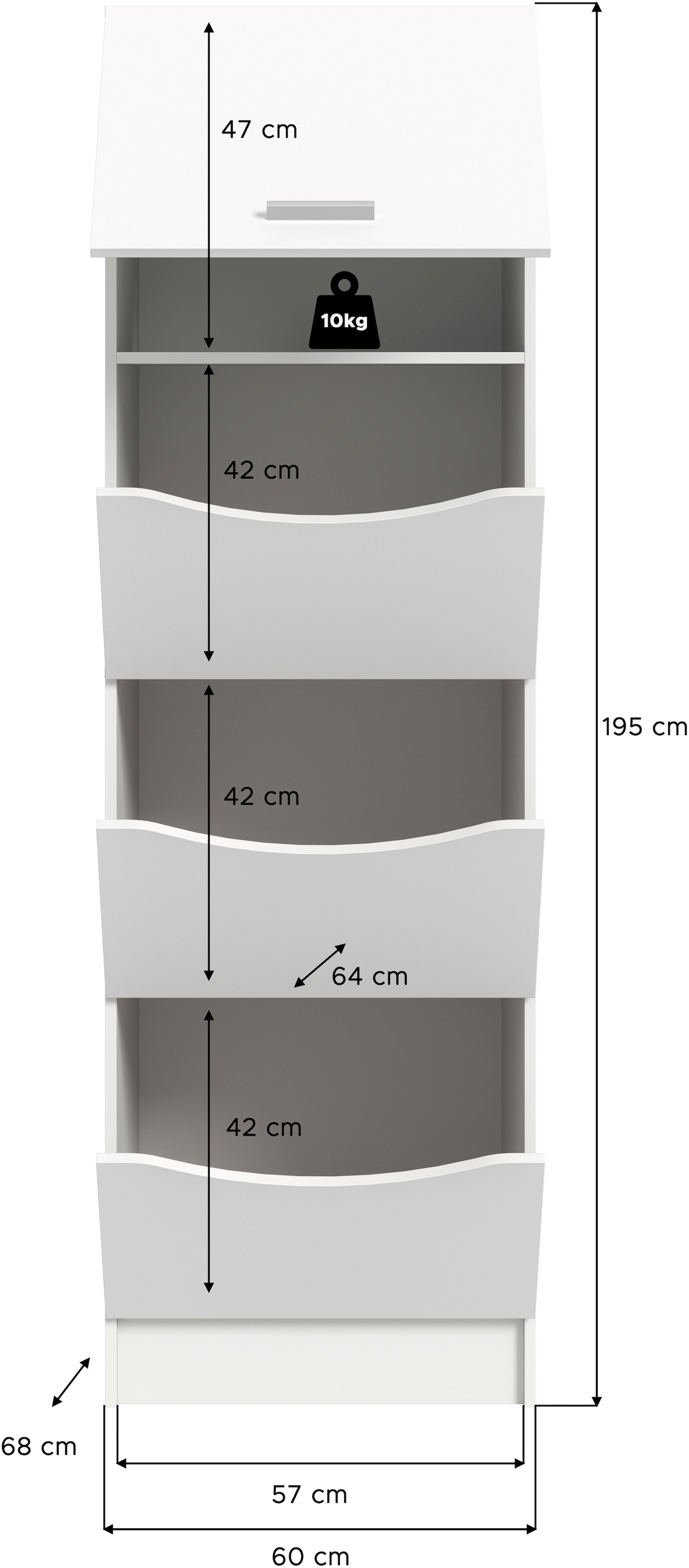welltime Wäscheschrank »FALAS,  Höhe 195 cm, 4 Klappen, Wäscheorganizer« in verschiedenen Farben erhältlich, 1 Stk. tlg. Universalschrank, Mehrzweckschrank, Badezimmer, Hauswirtschaftsschrank