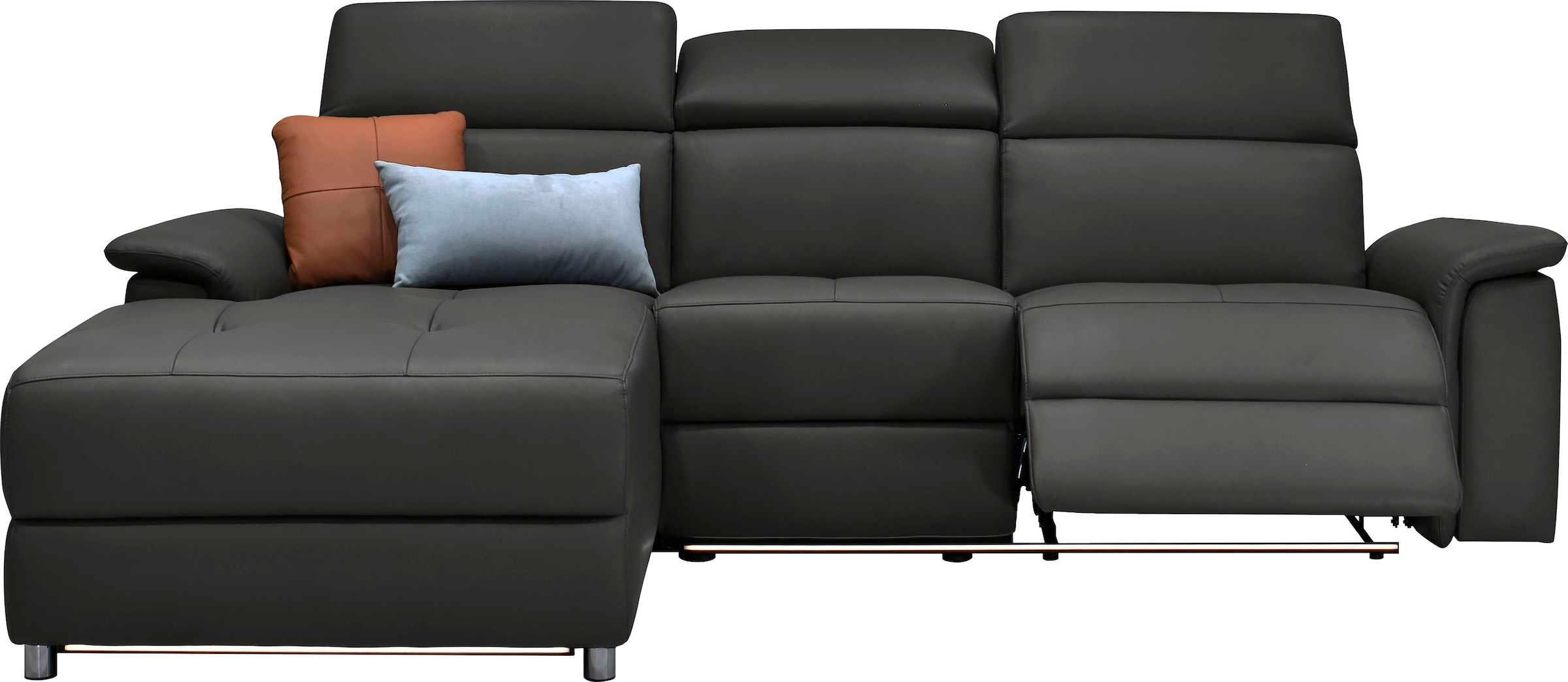 Places of Style Ecksofa »Pareli, L-Form, 259cm,m. Recamiere, Echtleder, Kunstleder, Webstoff«, man. o. elektr. Relaxfunktion, USB/Kopfteilverstellg u. LED