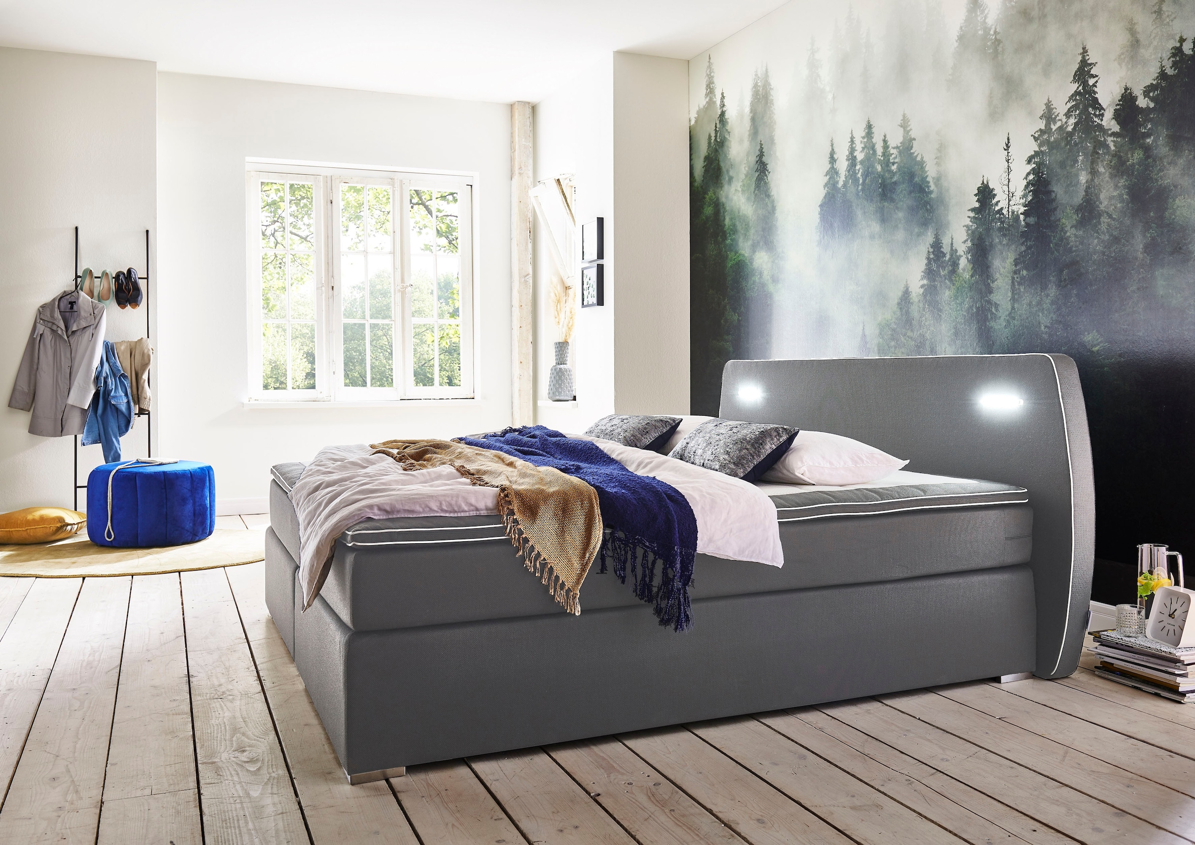 ATLANTIC home auf LED-Beleuchtung »REX LED«, bestellen Topper Boxspringbett Rechnung collection inklusive und