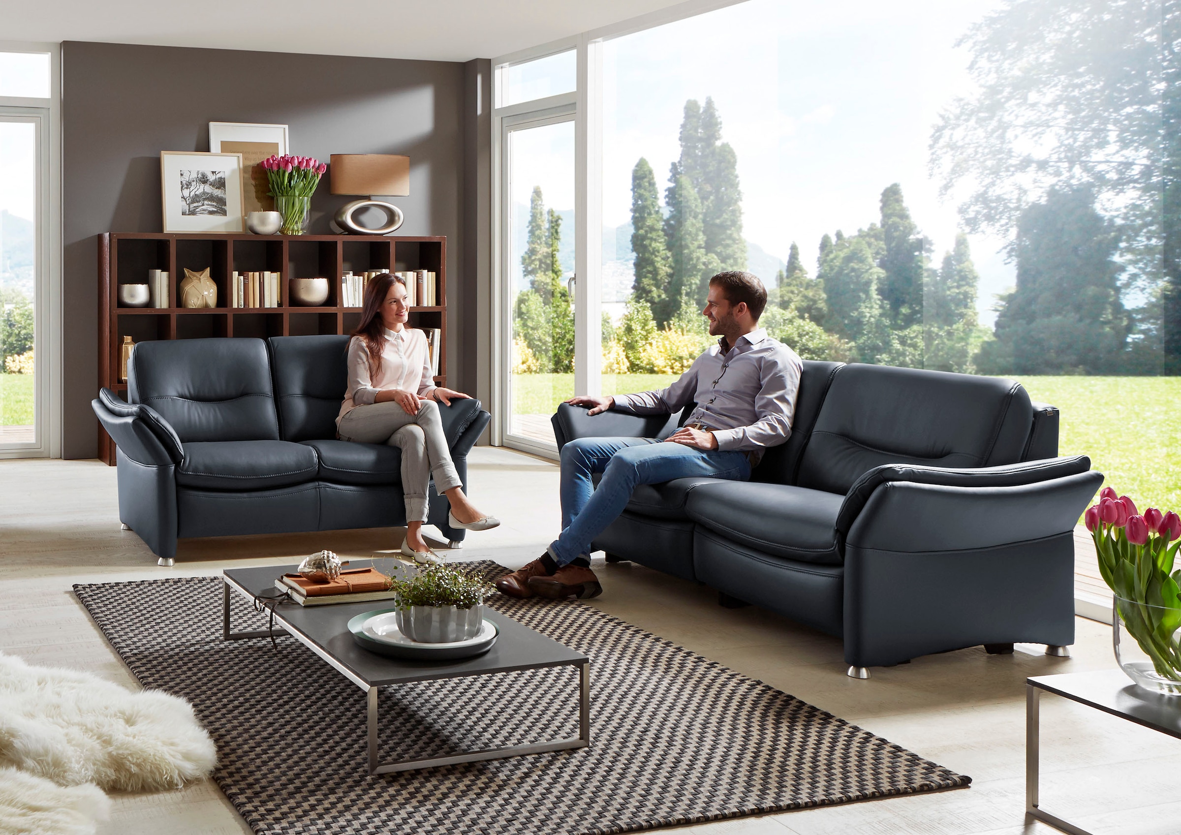 HUKLA 2,5-Sitzer »HU-SF15058 Ledersofa, Breite 194 cm« aus Leder, optional Kopfstütze u. WallAway-Funktion