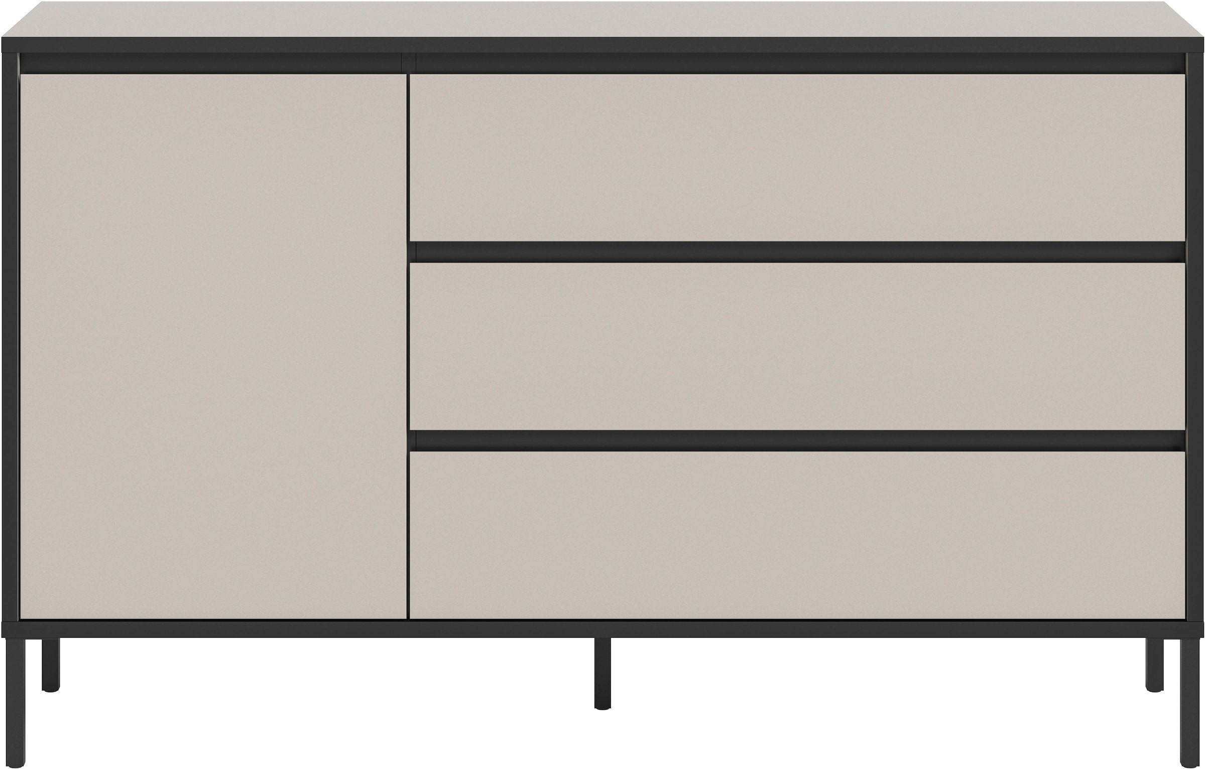 Home affaire Sideboard »NORT, Breite: 136cm, mit Metall Stabfuß, 1 Tür, 3 Schubkästen« Anrichte, Kommode, Schrank, Board, Higboard