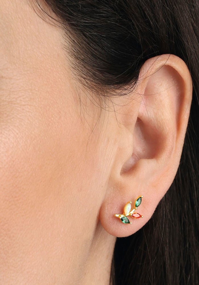 Amor Paar Ohrstecker »Blätter« mit Zirkonia (synth.)