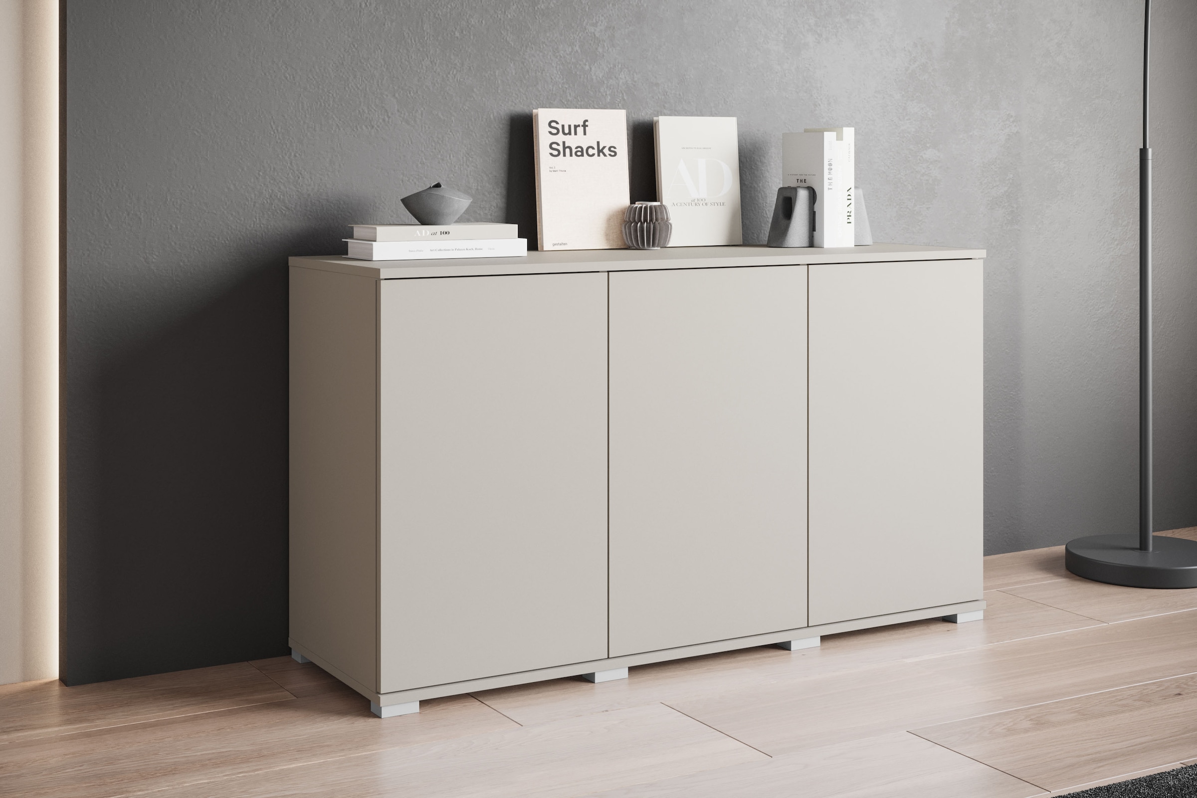 INOSIGN Sideboard »Kenia, moderne grifflose Kommode mit 3 Türen, Breite 120 cm« 1 Stk. tlg. Push-to-Open-Fronten, höhenverstellbaren Einlegeböden