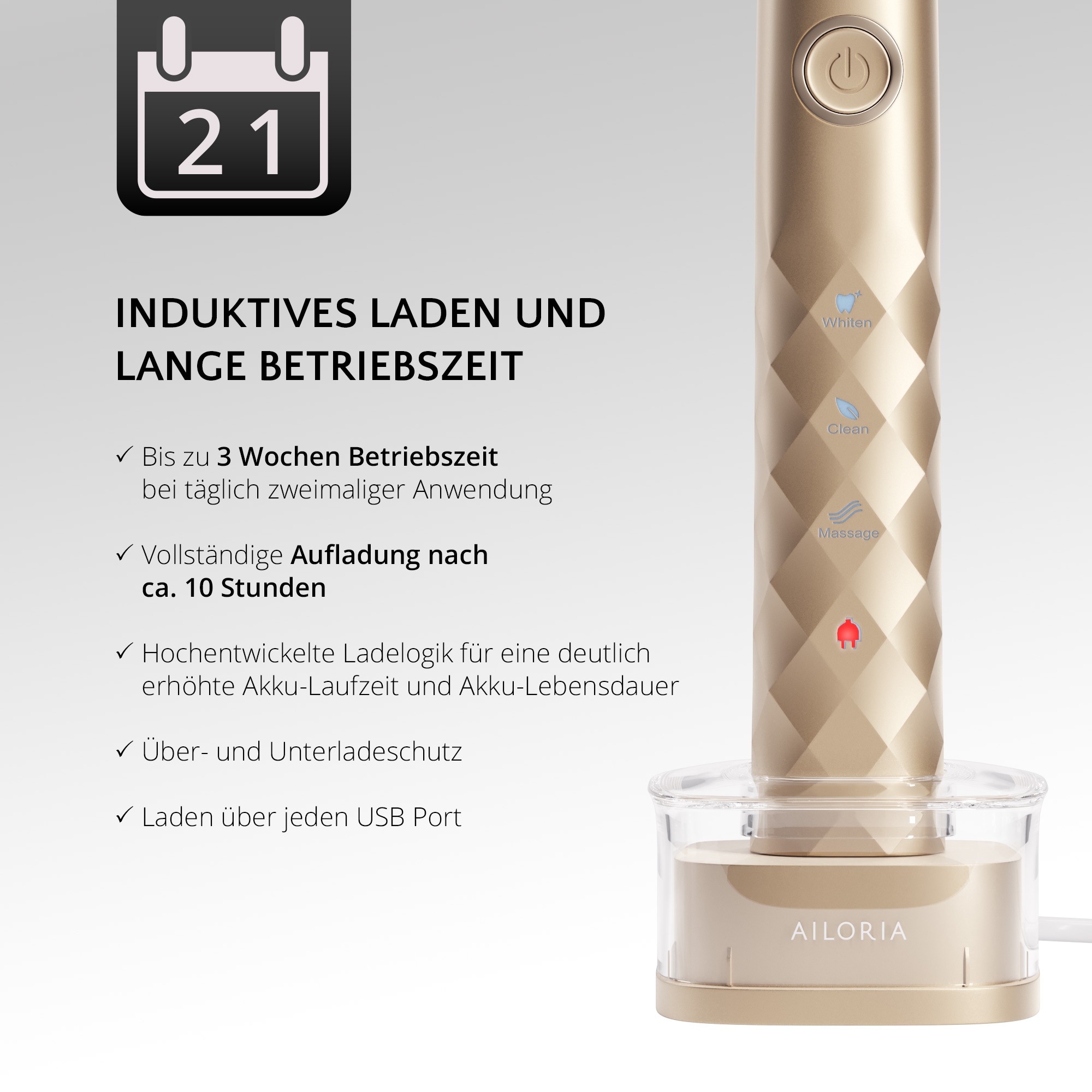 AILORIA Schallzahnbürste »USB-Schallzahnbürste Limited Edition SHINE BRIGHT«