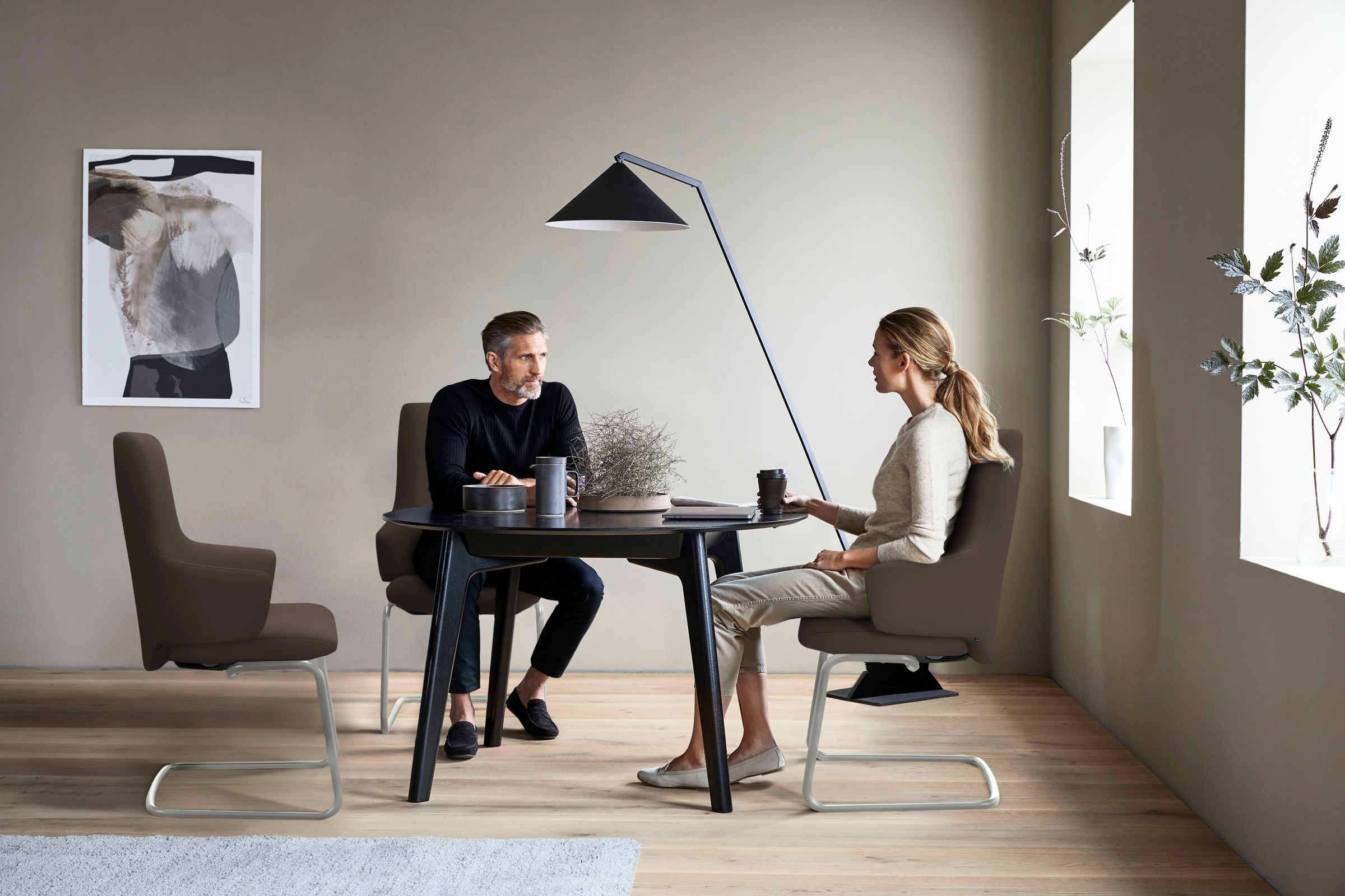 Stressless® Polsterstuhl »Laurel«, Leder BATICK, High Back mit Armlehne, Größe L, mit Beinen aus Stahl in Chrom matt