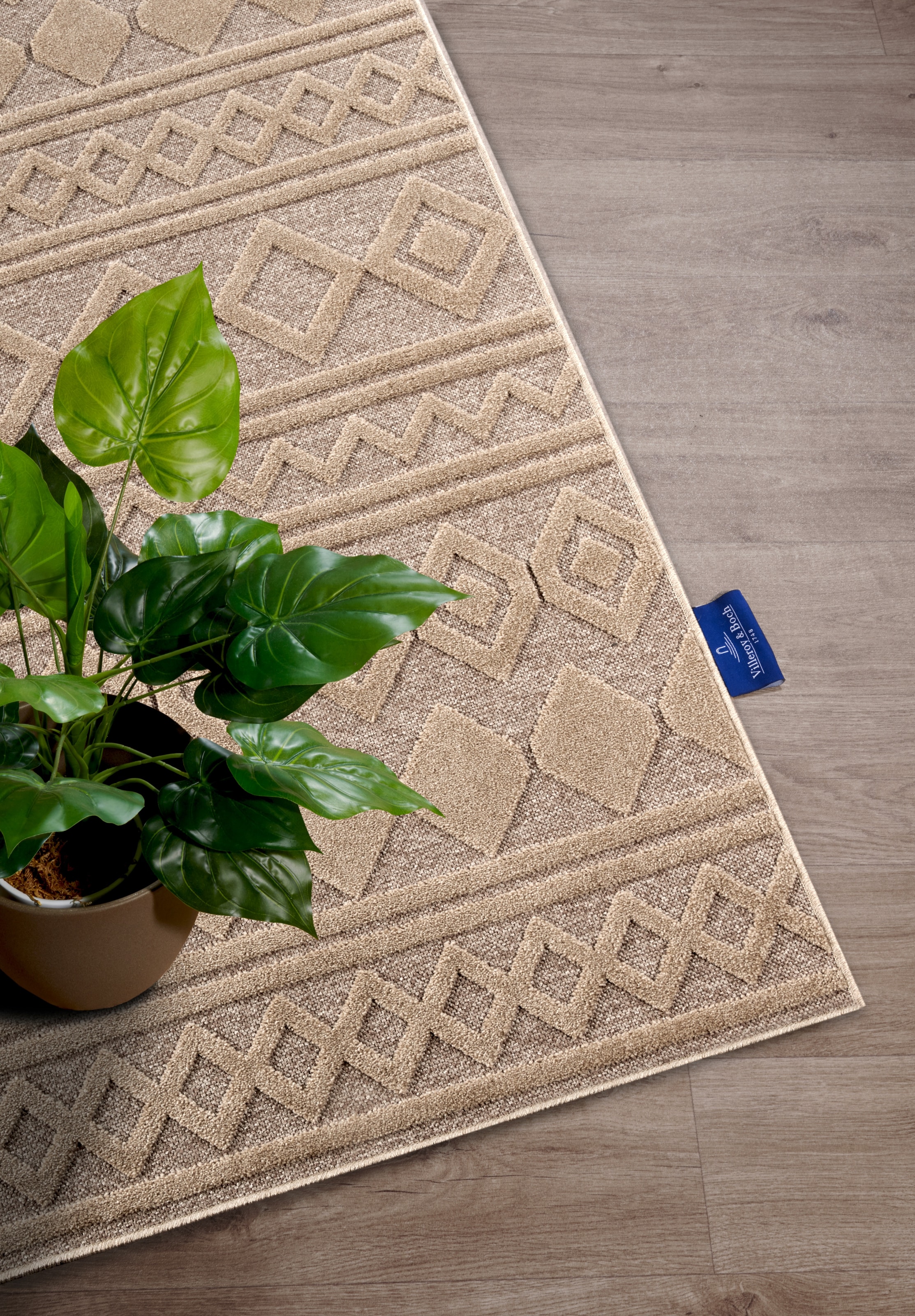 Villeroy & Boch Teppich »Catherine«, rechteckig, 5,5 mm Höhe, Nachhaltig, Wohnzimmer, Schlafzimmer, Modern, Hoch-Tief Effekt, Flur