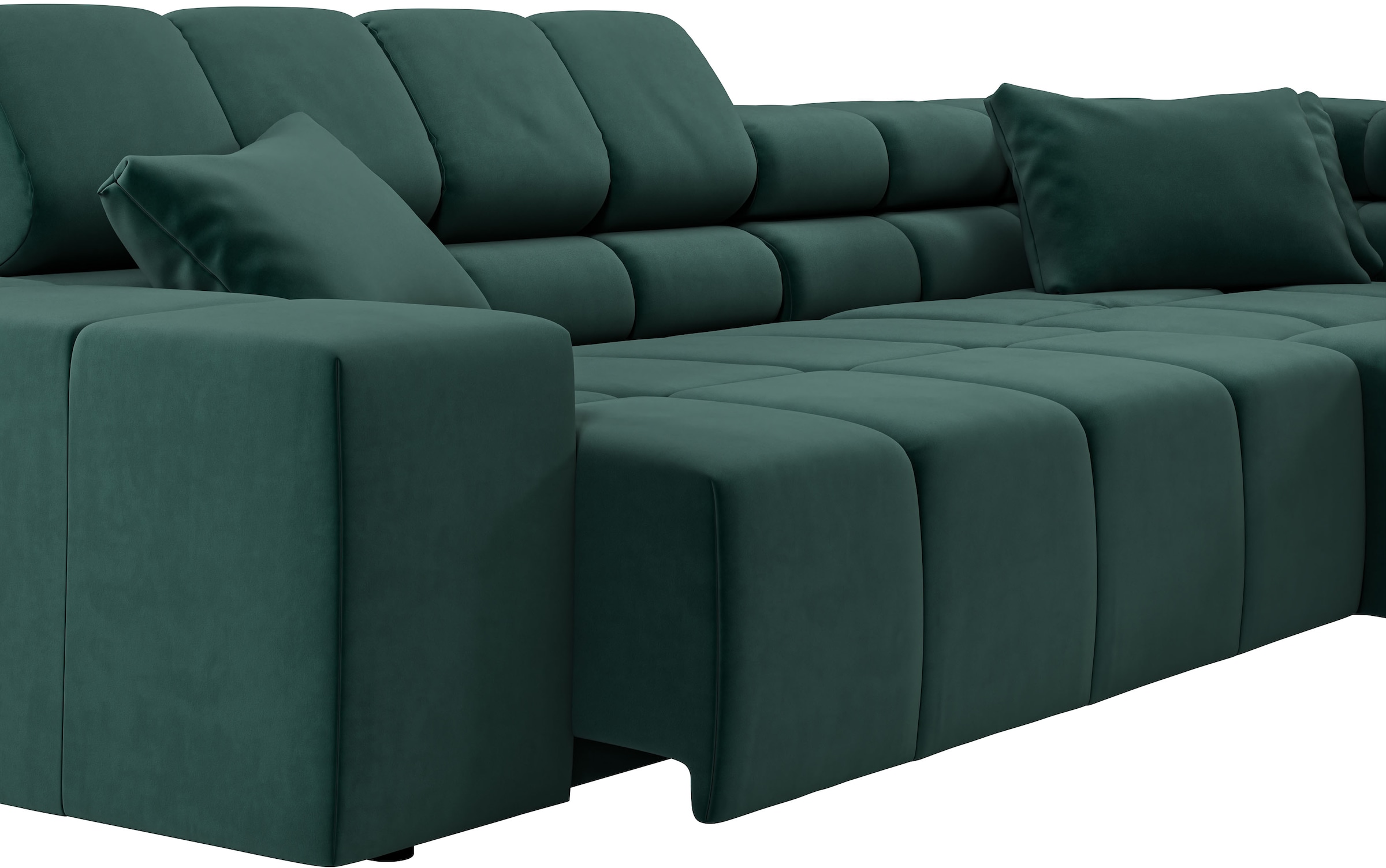 INOSIGN Ecksofa »Ancona incl. Kopfteilverstellung, Zierkissen Breite 319cm, L-Form«, wahlweise motorische Sitztiefenverstellung, auch in Cord + Easy Care