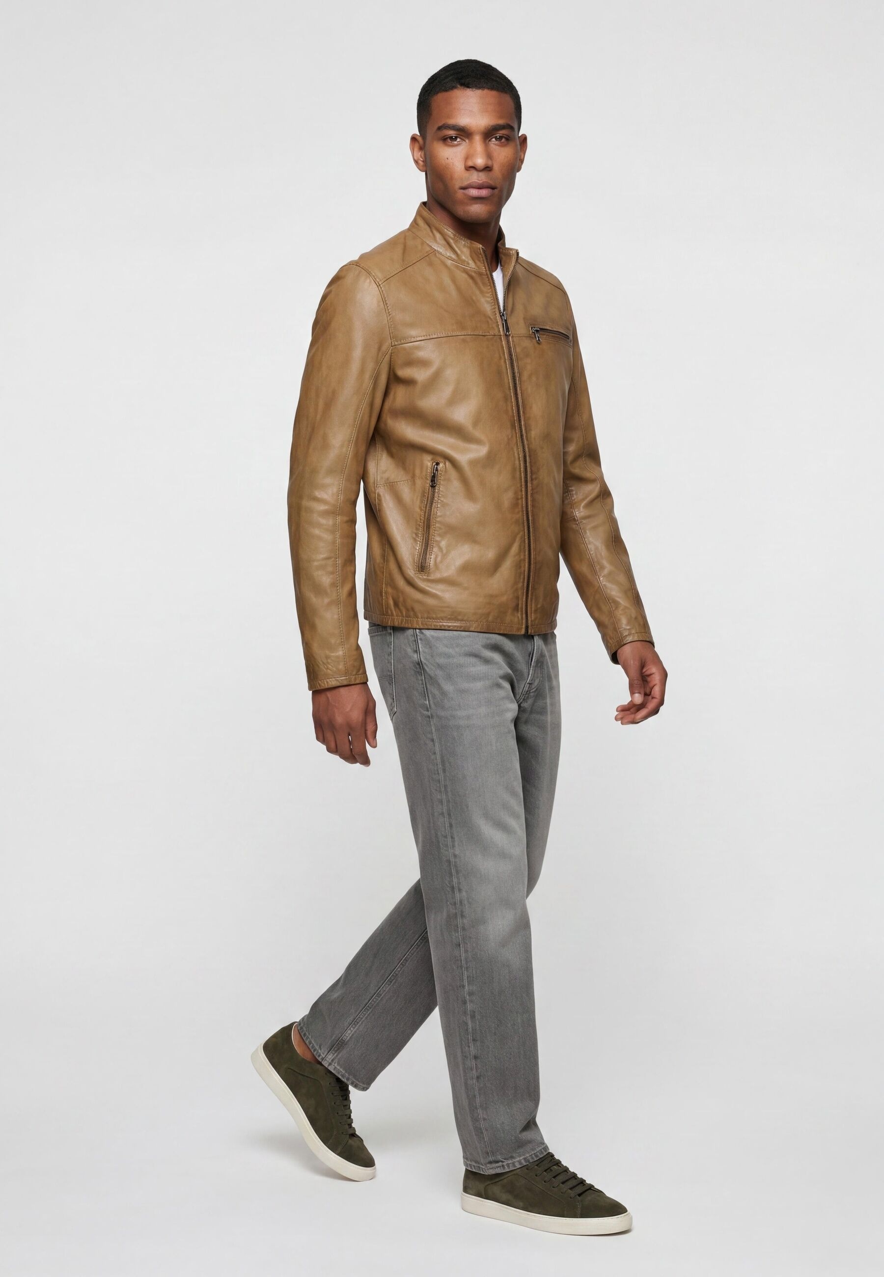 Milestone Lederjacke »MSMarco« ohne Kapuze robuste Metallreißverschlüsse