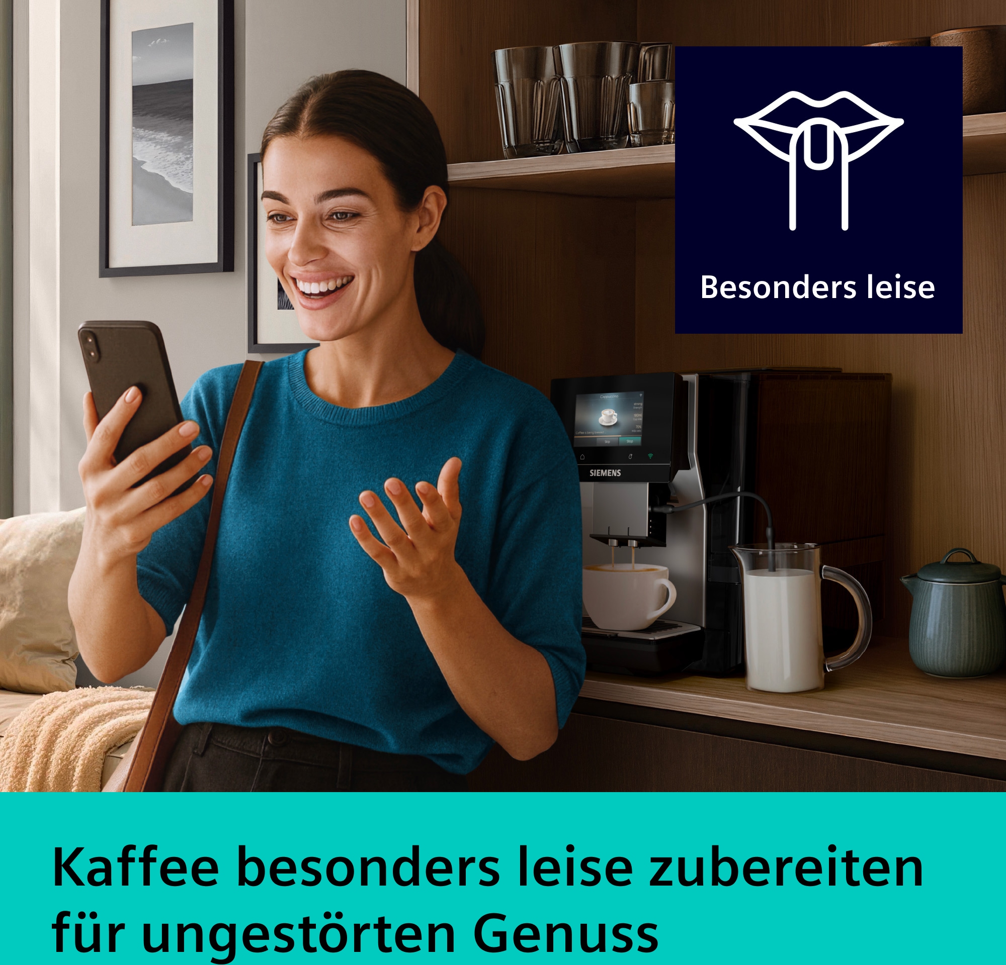 SIEMENS Kaffeevollautomat »EQ700 TP725ET7, inkl. Thermo-Kaffeebecher, XL-Getränke, 20 Favoriten« farbiges Full-Touch-Display, Doppeltassenfunktion, sehr leise, silber